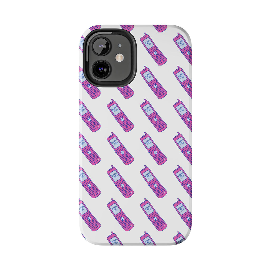Retro Purple Born to Yap Flip Phone Phone Case | 90s Pattern, Cute Tech Design