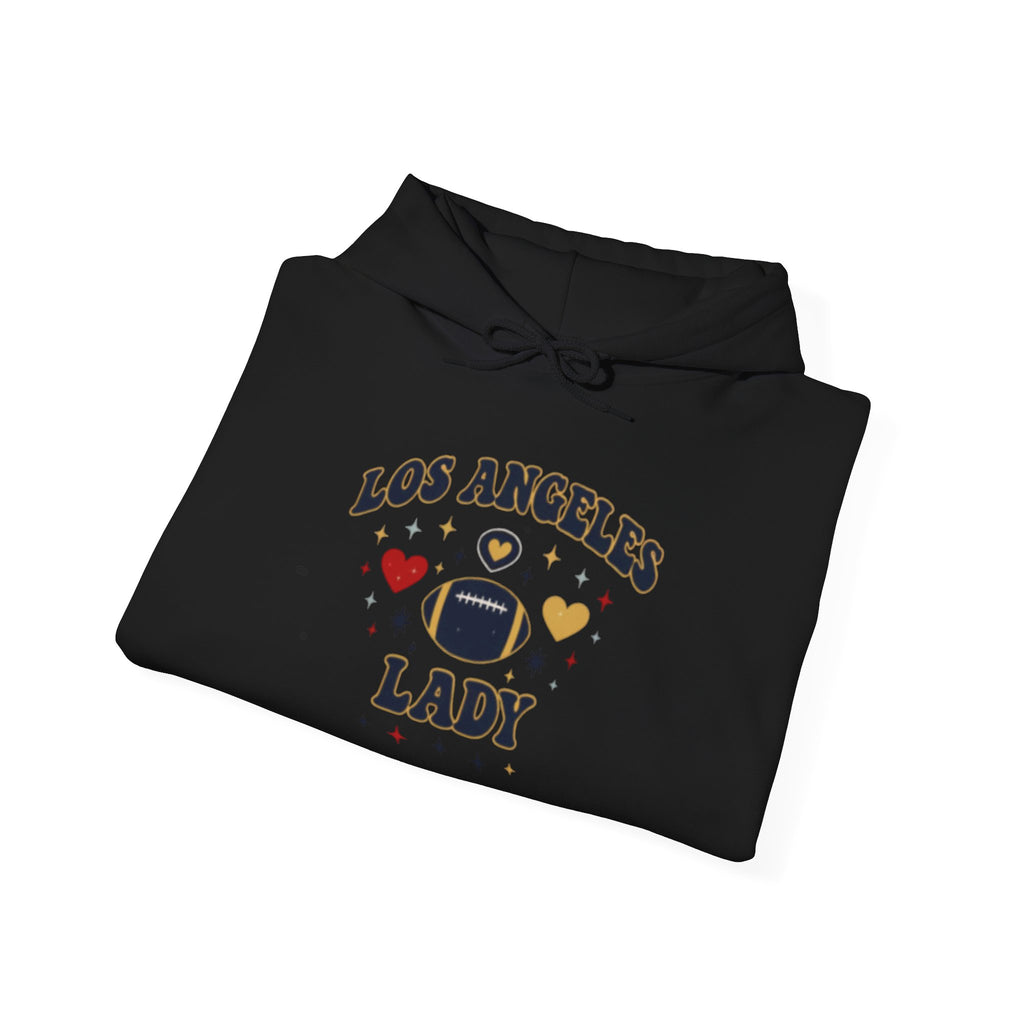 Los Angeles Lady Hoodie – Cute Heart & FootballGraphic Pullover