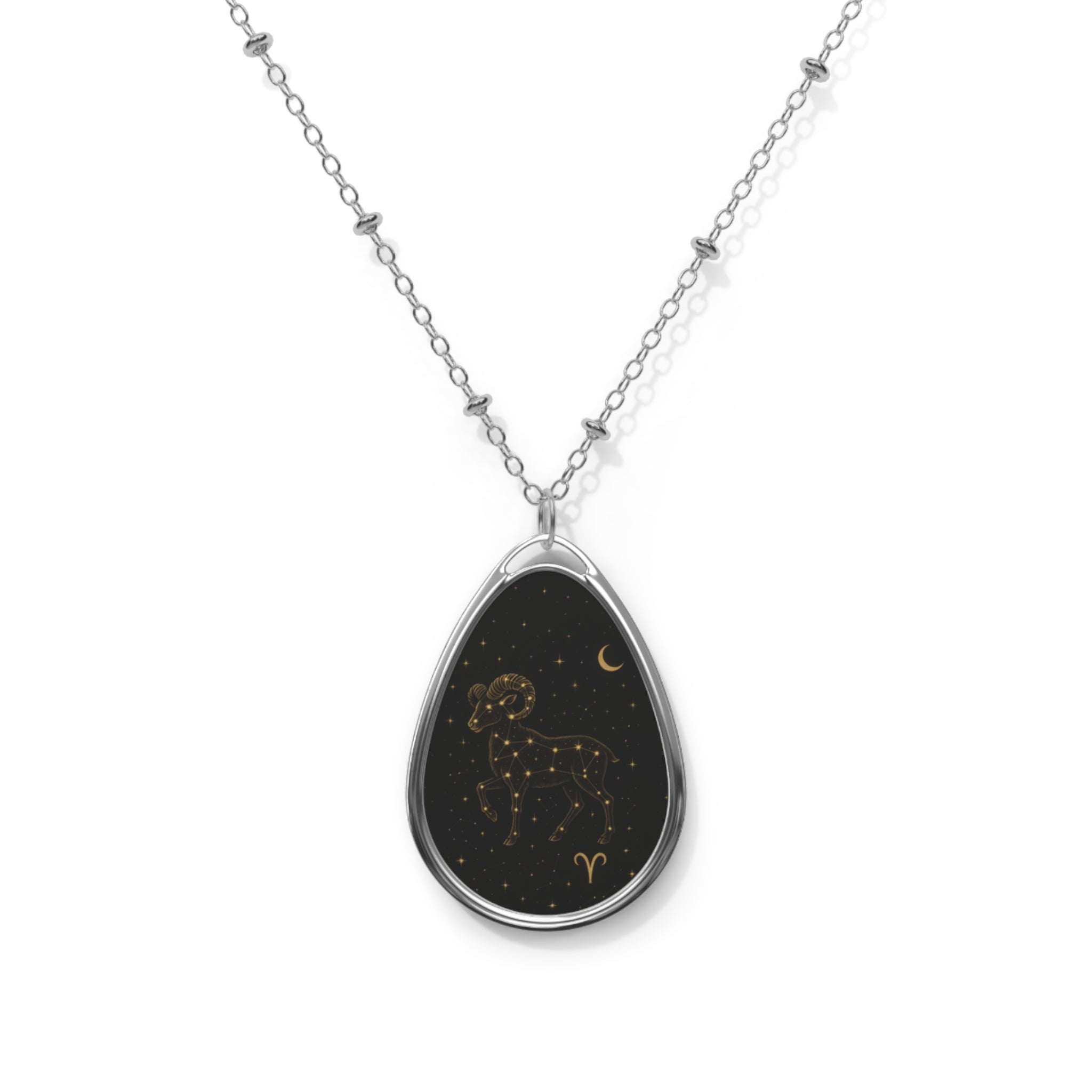 Aries Constellation Oval Necklace – Zodiac Star Sign Pendant