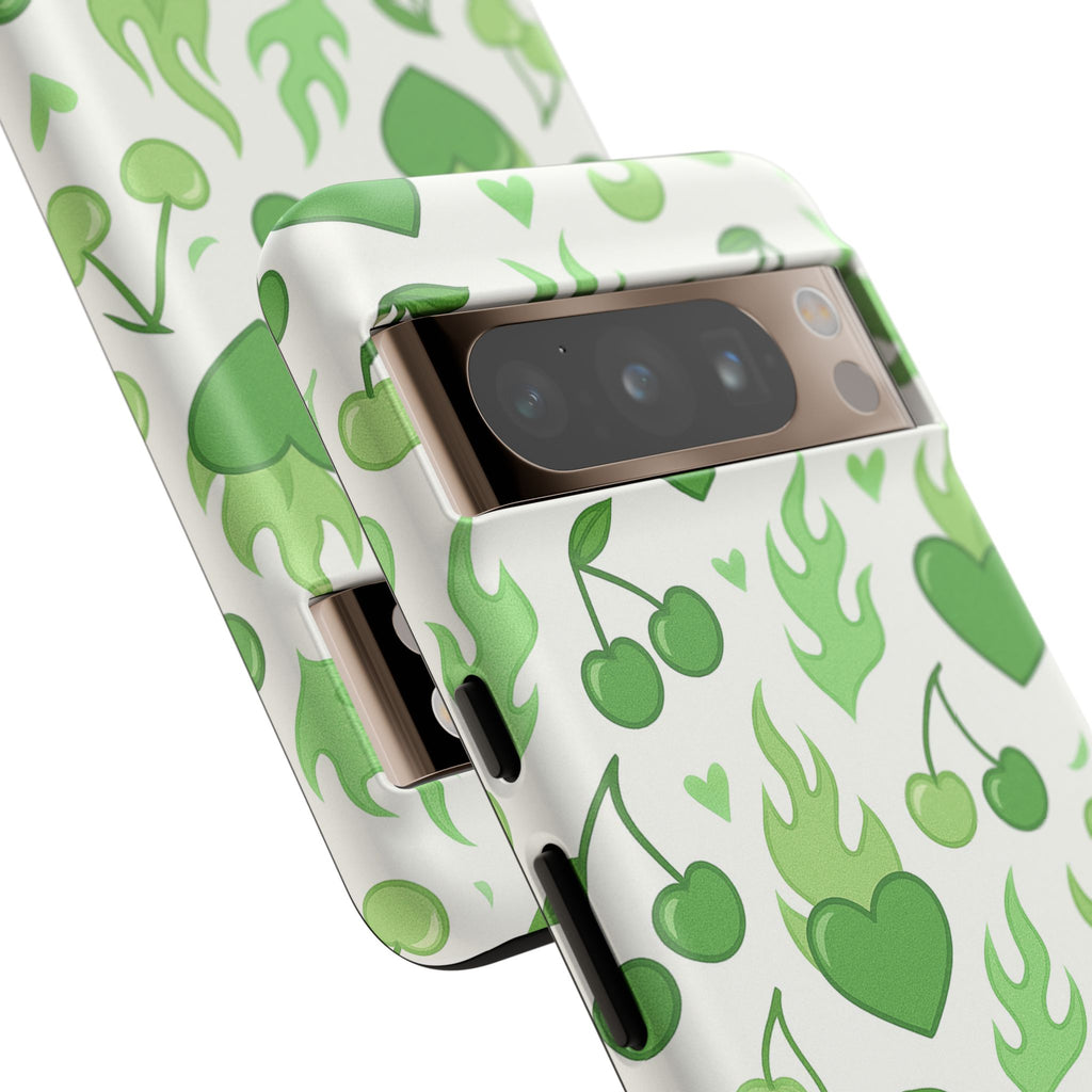 Green Flame Hearts Phone Case