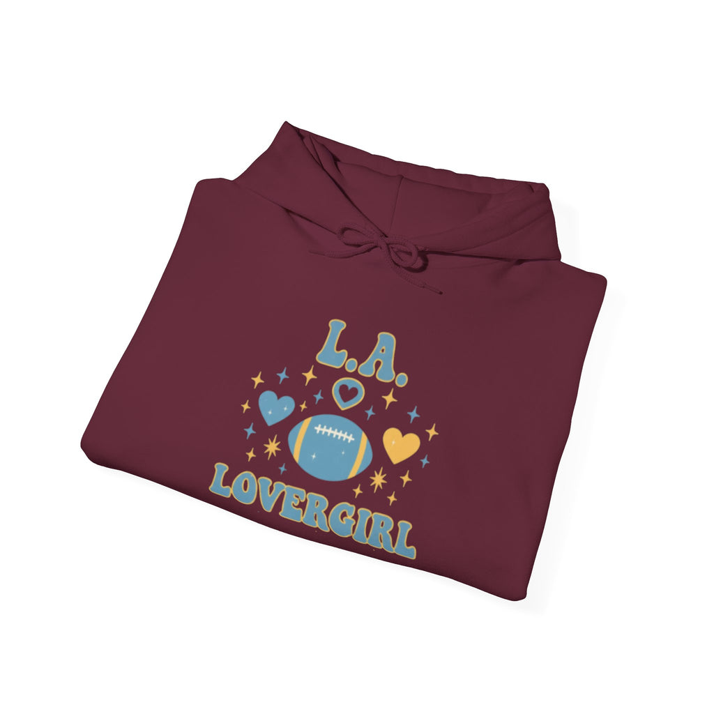Los Angeles Lovergirl Hoodie — Cute Heart & Football Graphic Pullover