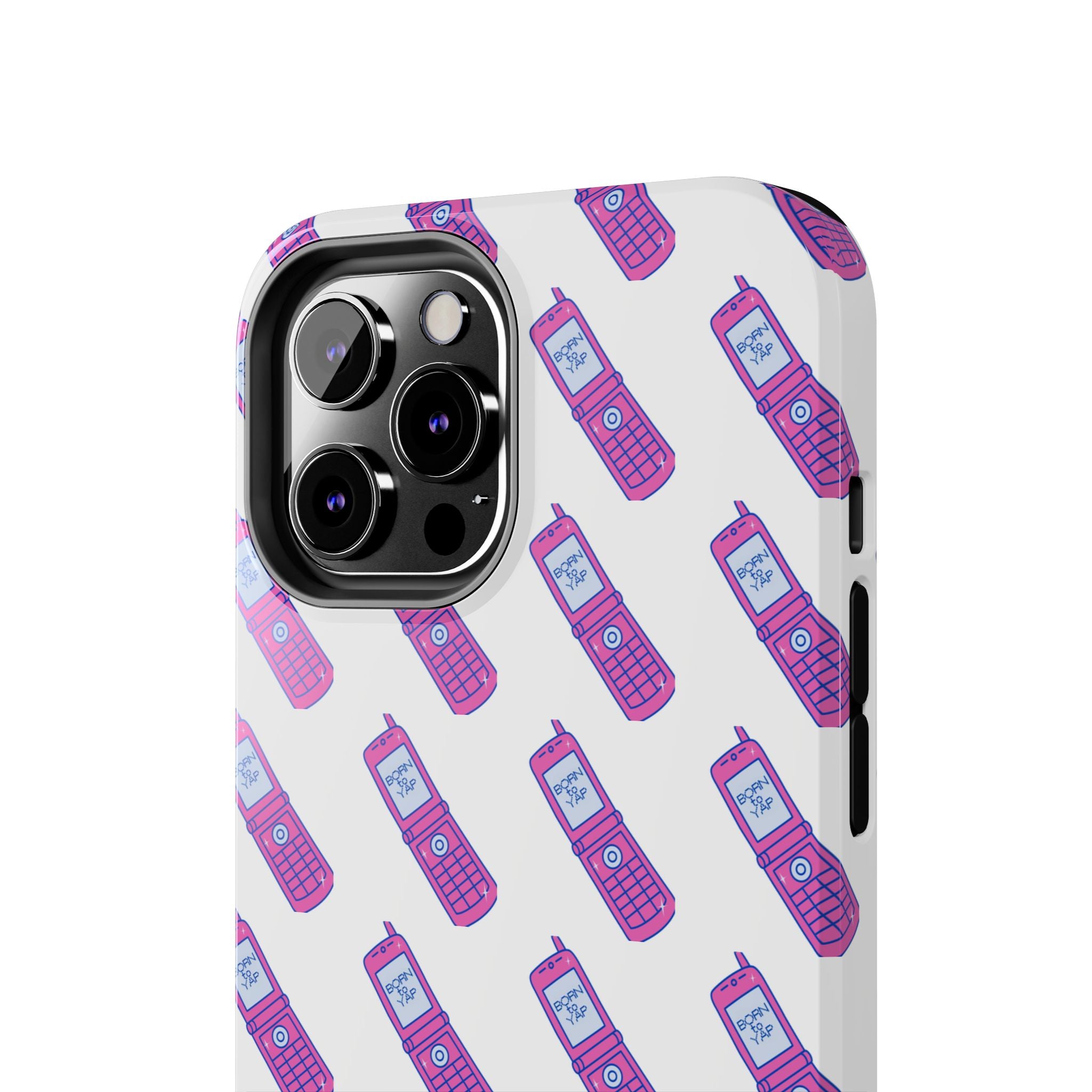 Retro Purple Born to Yap Flip Phone Phone Case | 90s Pattern, Cute Tech Design