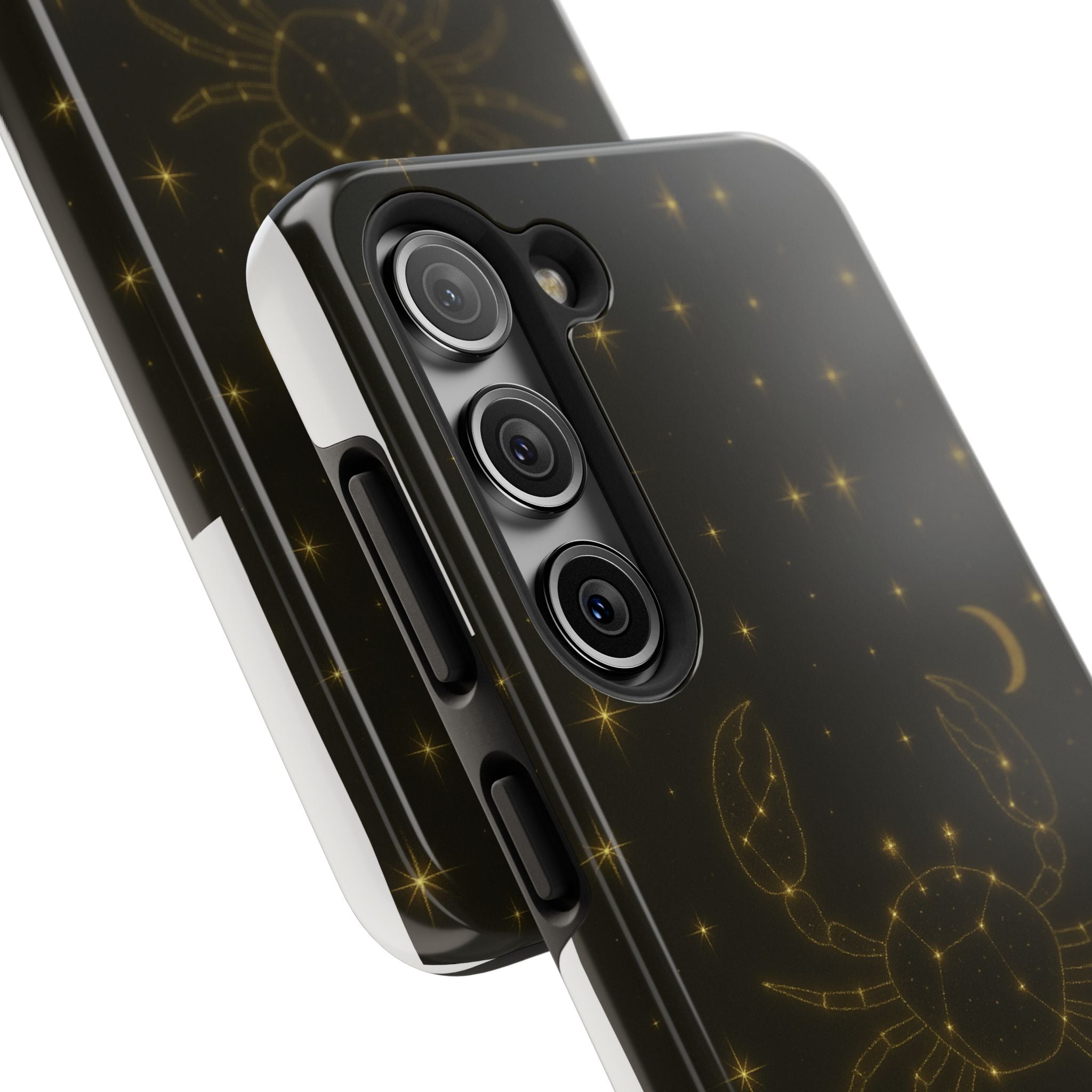 Cancer Zodiac Tough Phone Case — Gold Constellation Crab with Crescent Moon