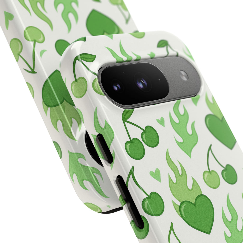 Green Flame Hearts Phone Case