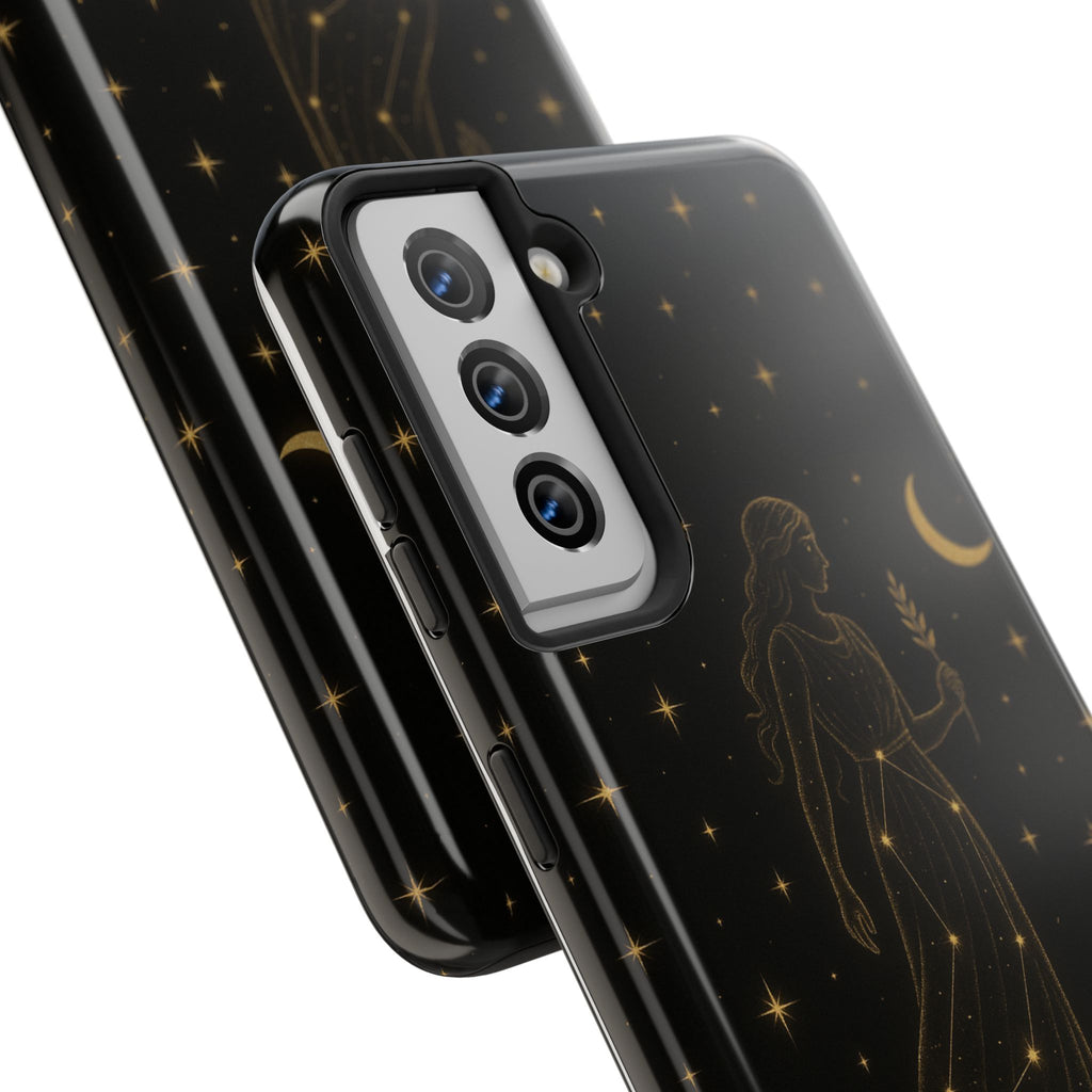 Virgo Tough Phone Case — Gold Constellation Zodiac Design