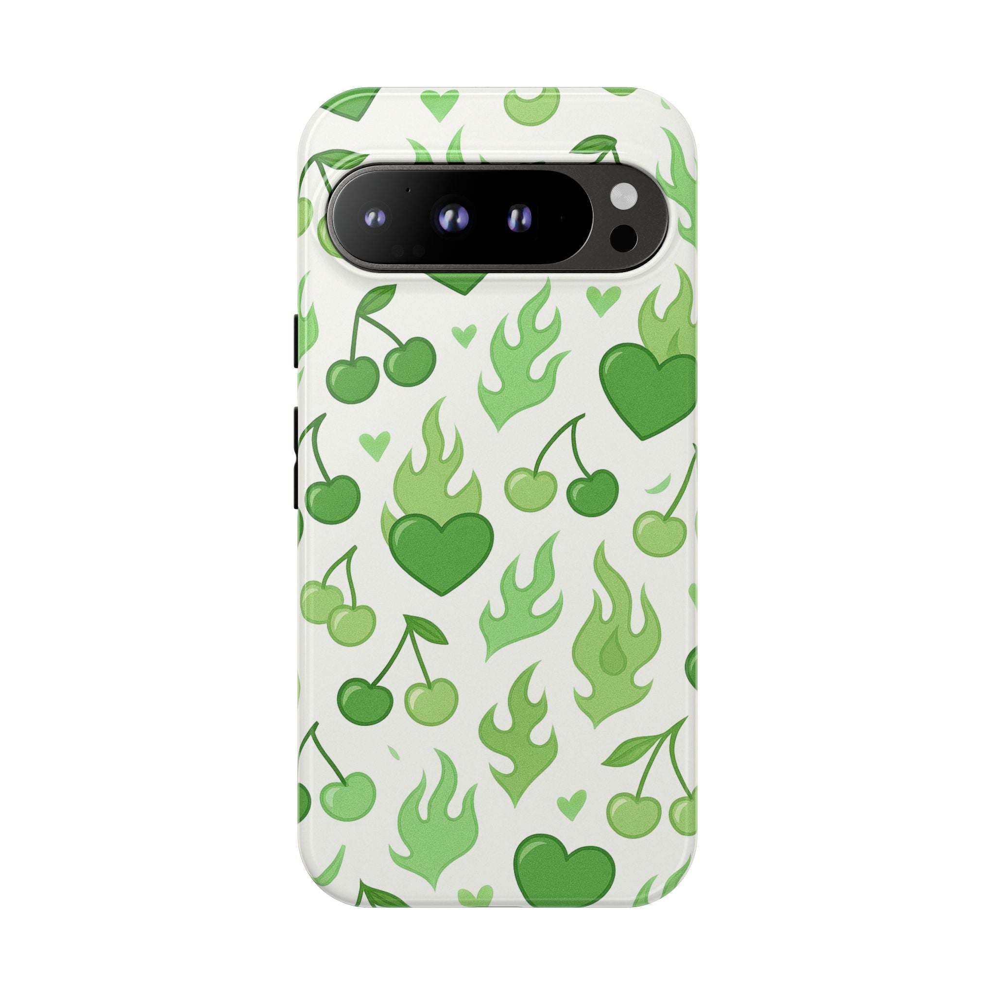 Green Flame Hearts Phone Case