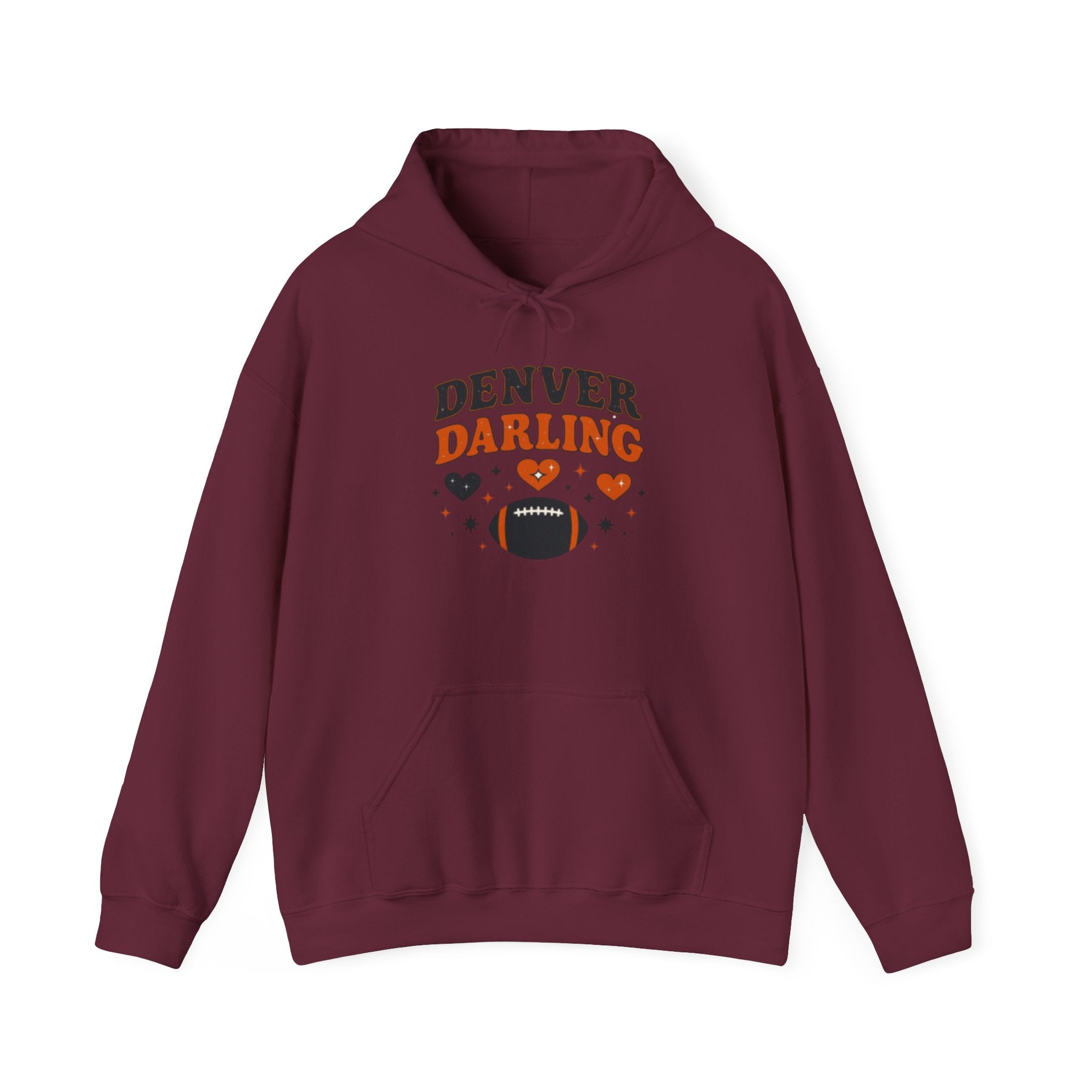 Denver Darling Hoodie — Cute Football Fan Pullover with Hearts
