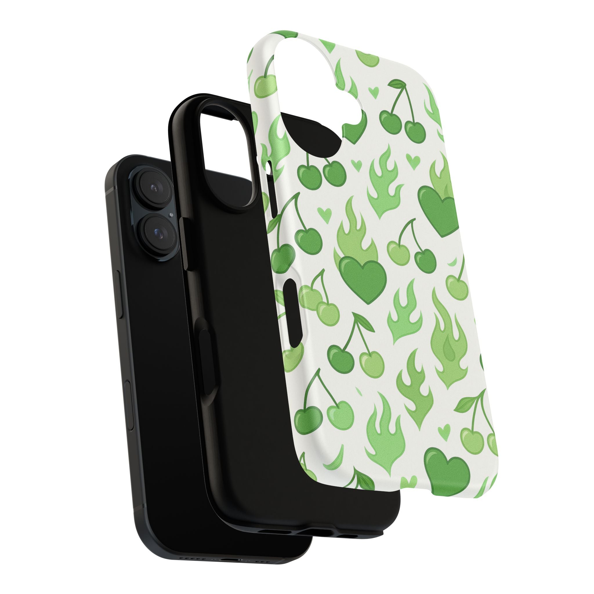 Green Flame Hearts Phone Case