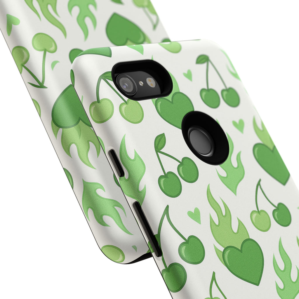 Green Flame Hearts Phone Case