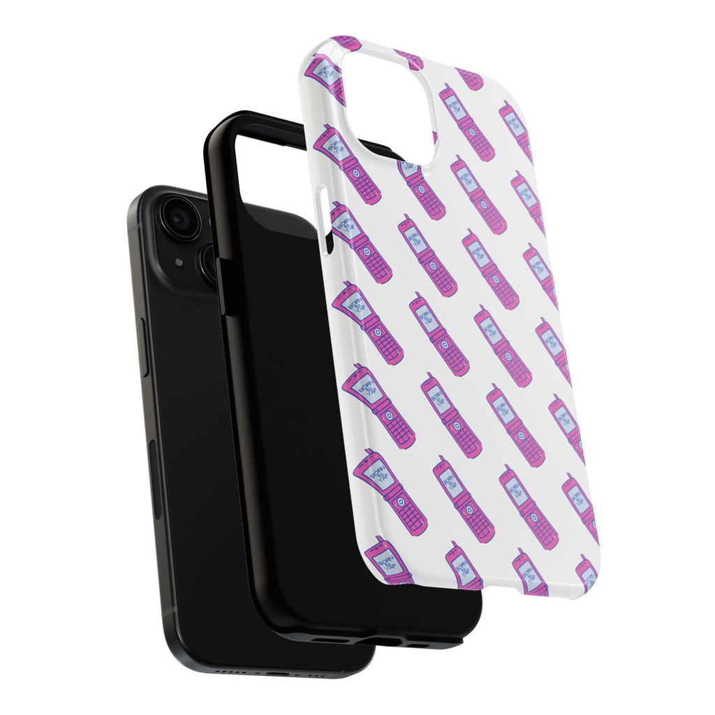 Retro Purple Born to Yap Flip Phone Phone Case | 90s Pattern, Cute Tech Design