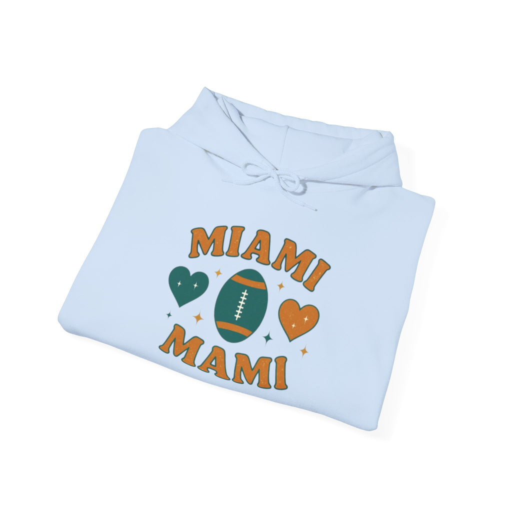 Miami Mami Football Hoodie — Retro Heart Game Day Sweatshirt