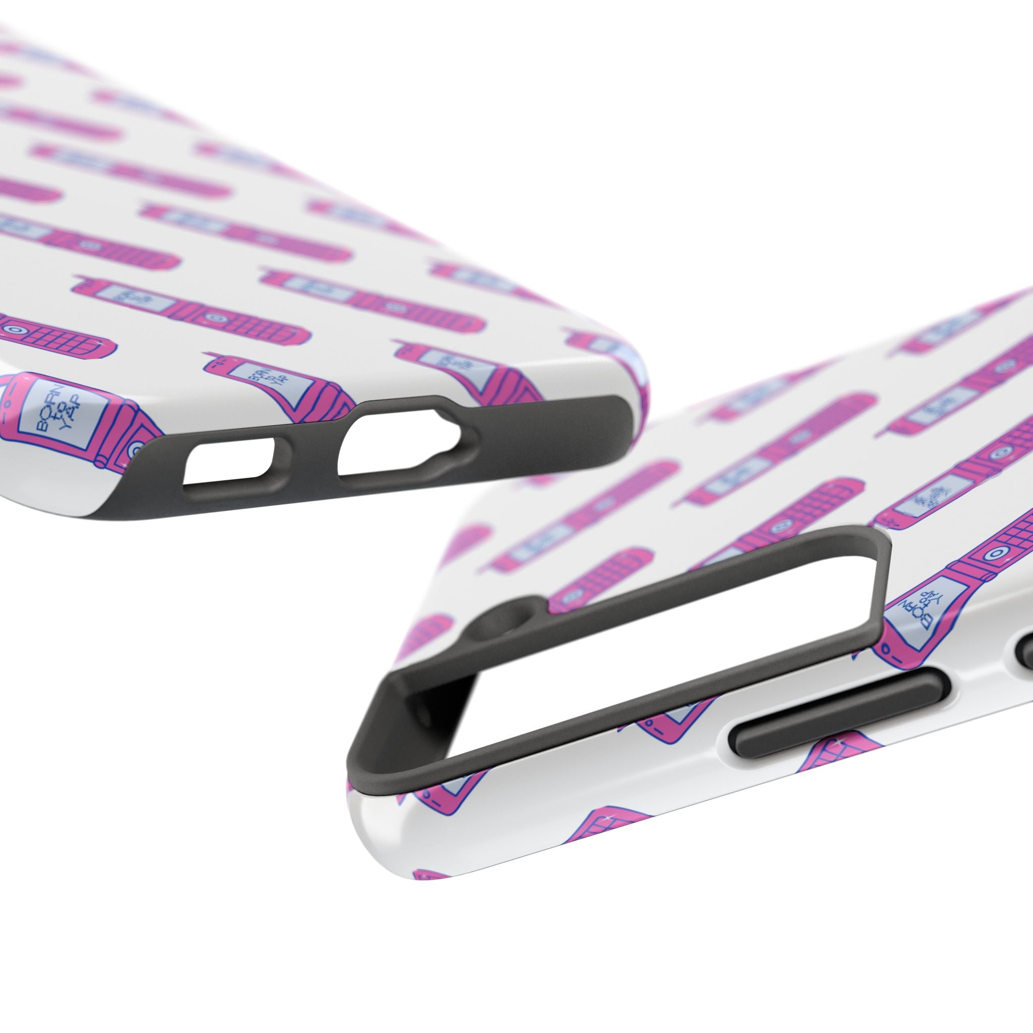 Retro Purple Born to Yap Flip Phone Phone Case | 90s Pattern, Cute Tech Design