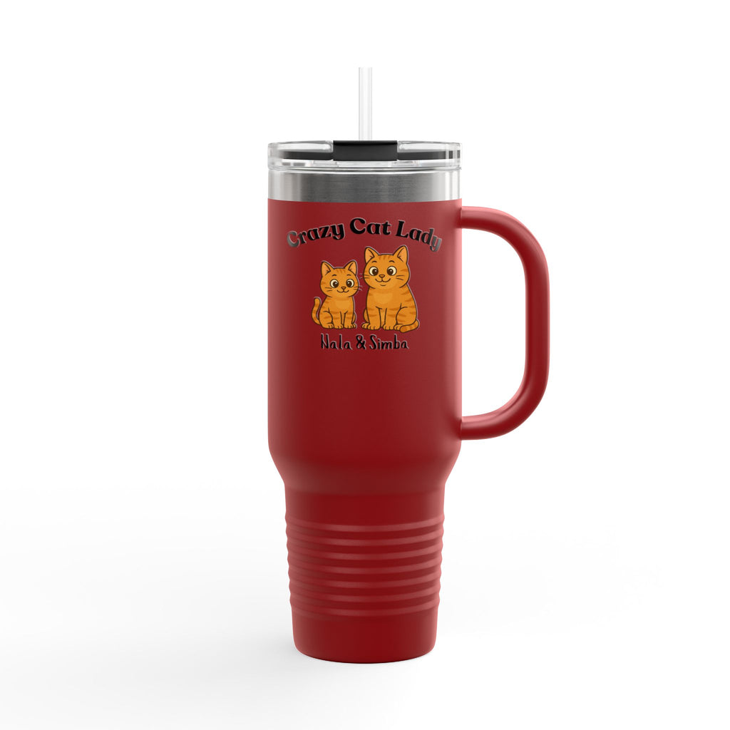 40oz Insulated Travel Mug — “Crazy Cat Lady” Personalized Pet Design