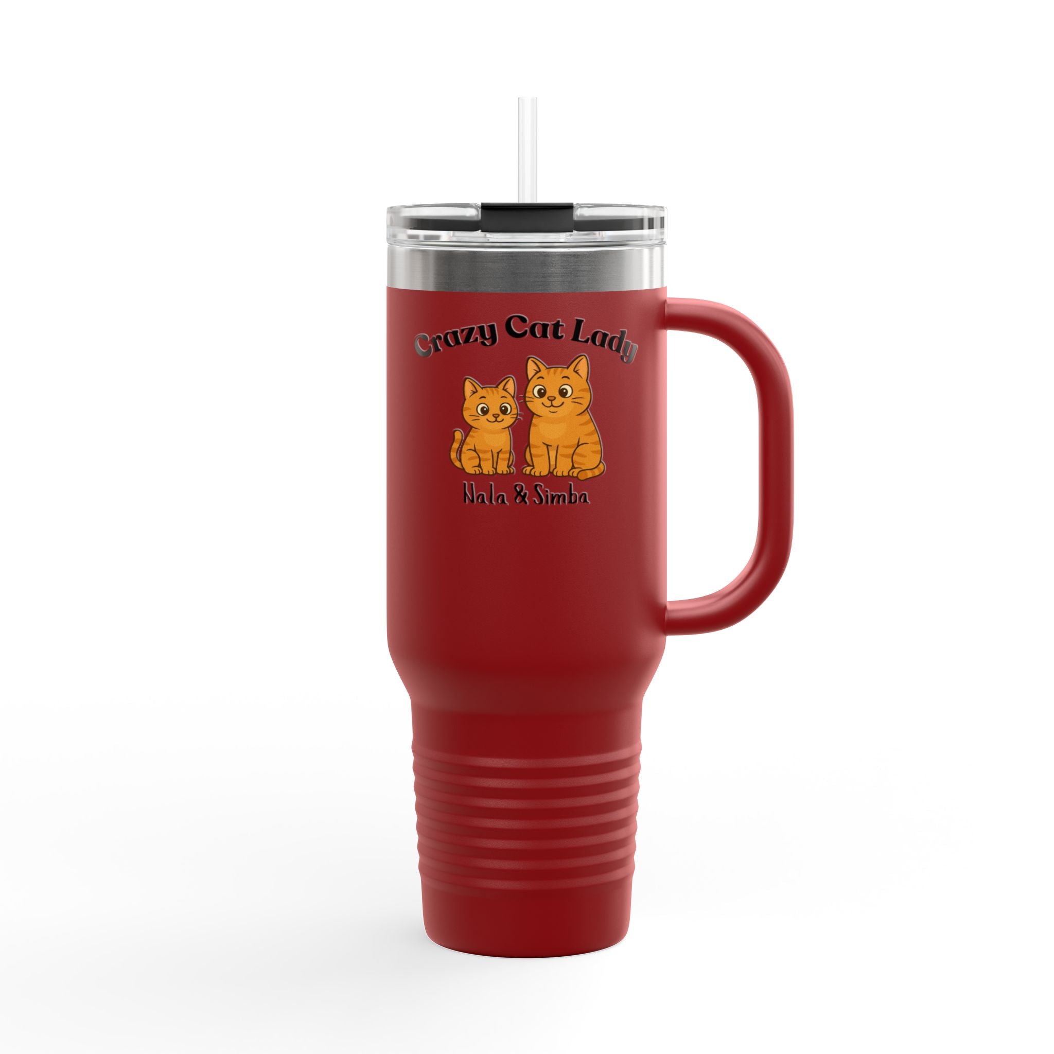 40oz Insulated Travel Mug — “Crazy Cat Lady” Personalized Pet Design