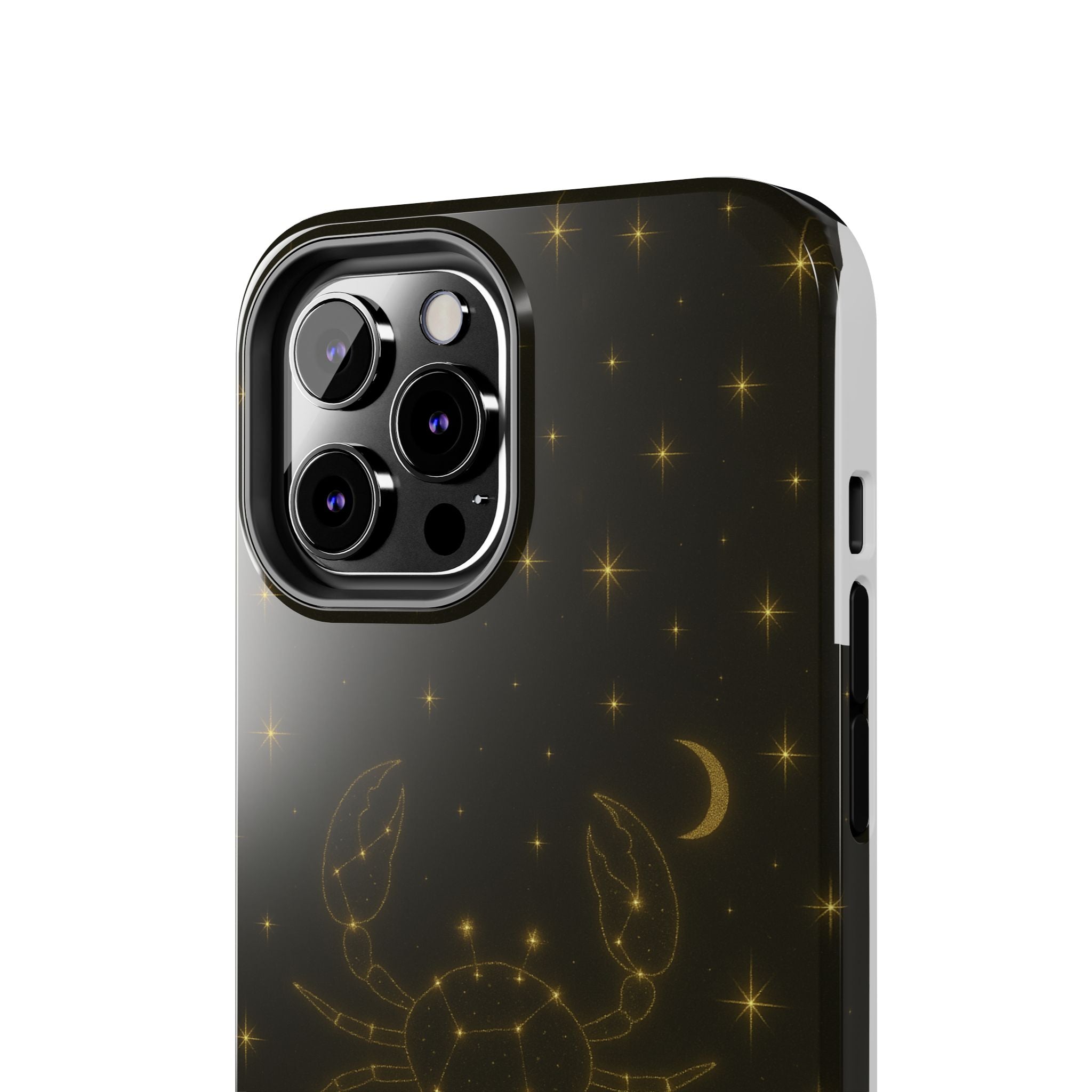 Cancer Zodiac Tough Phone Case — Gold Constellation Crab with Crescent Moon