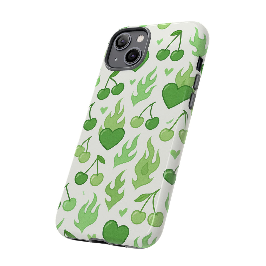 Green Flame Hearts Phone Case
