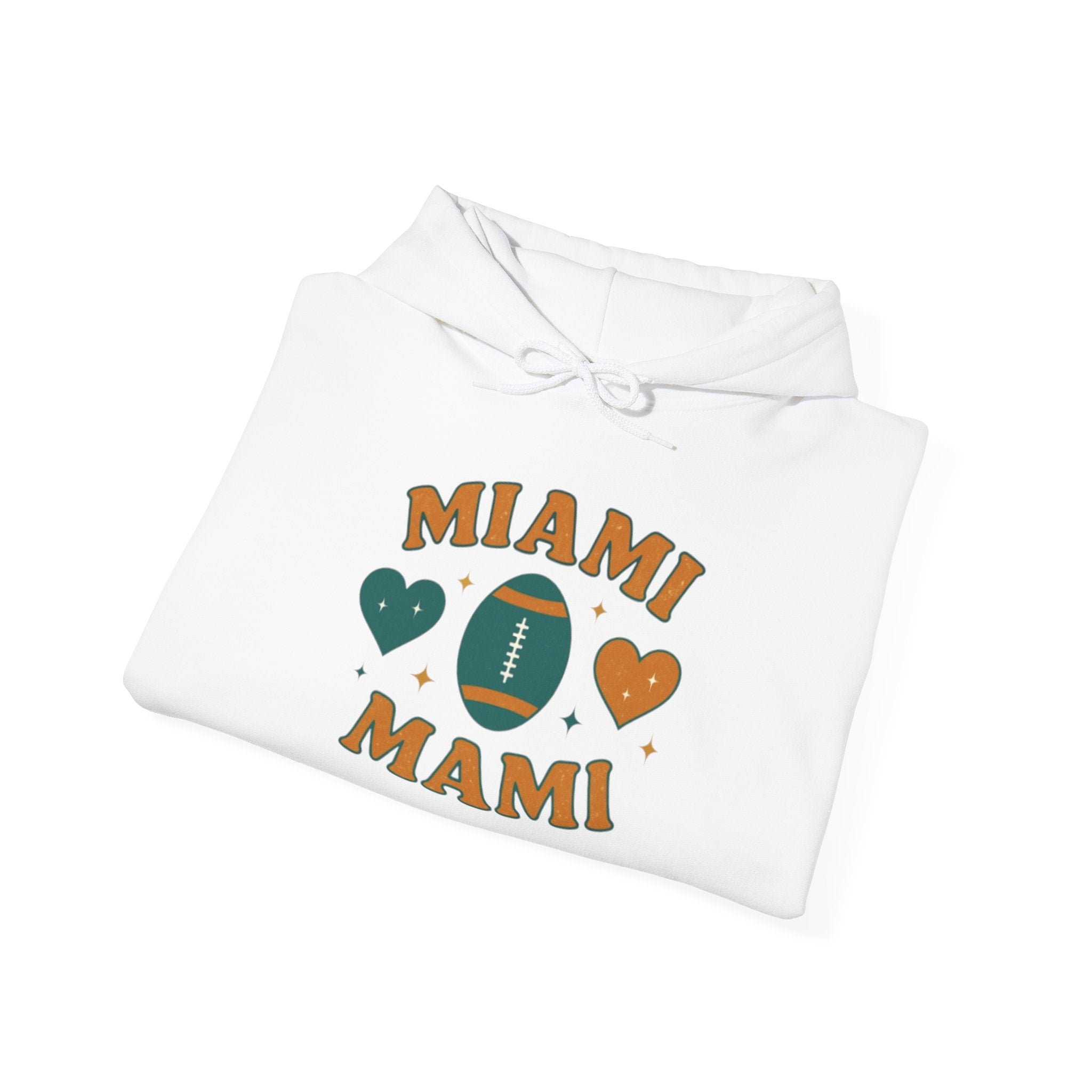 Miami Mami Football Hoodie — Retro Heart Game Day Sweatshirt