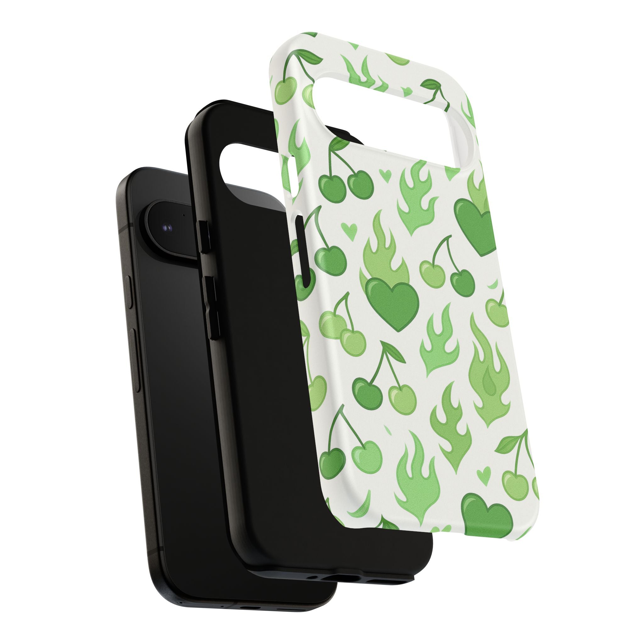 Green Flame Hearts Phone Case