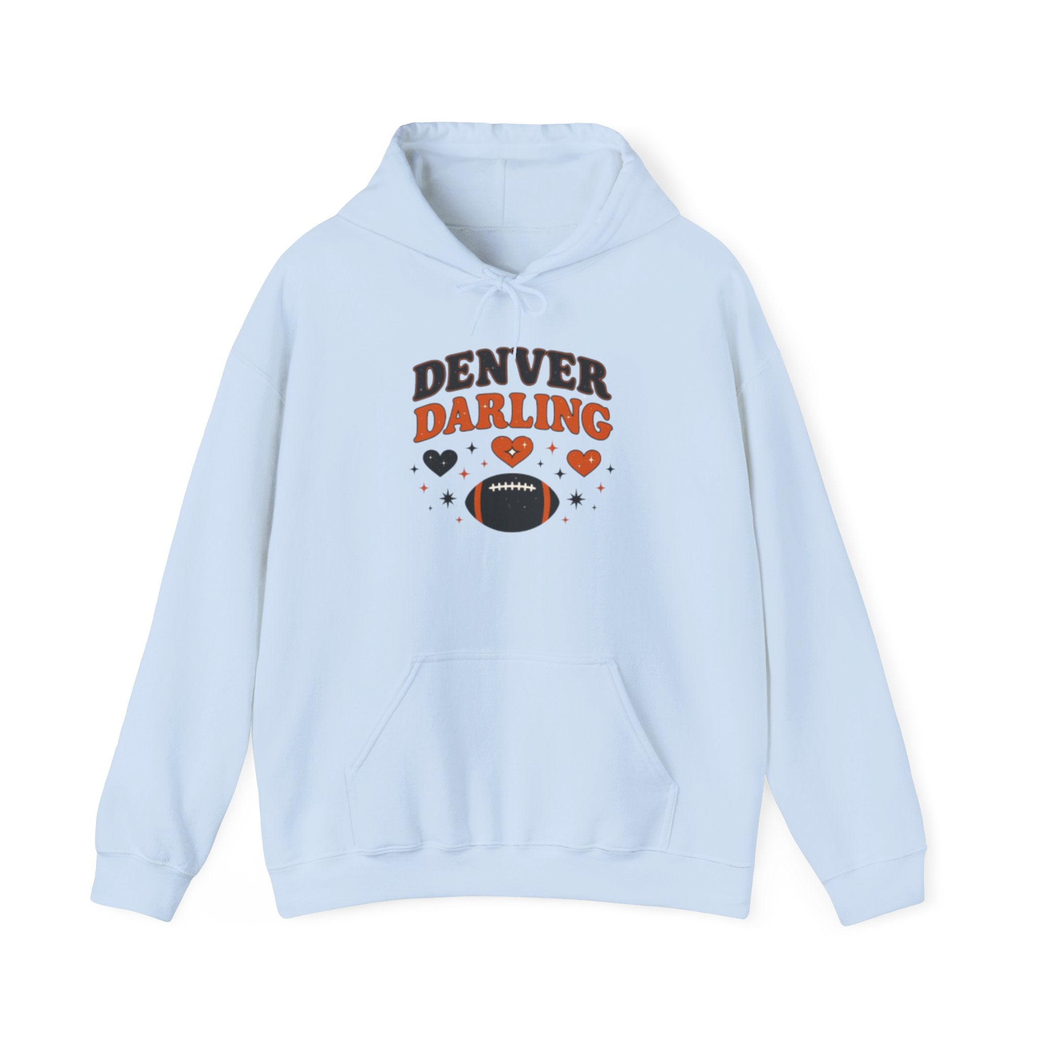 Denver Darling Hoodie — Cute Football Fan Pullover with Hearts