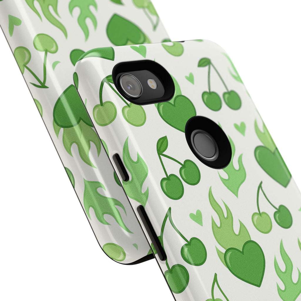 Green Flame Hearts Phone Case