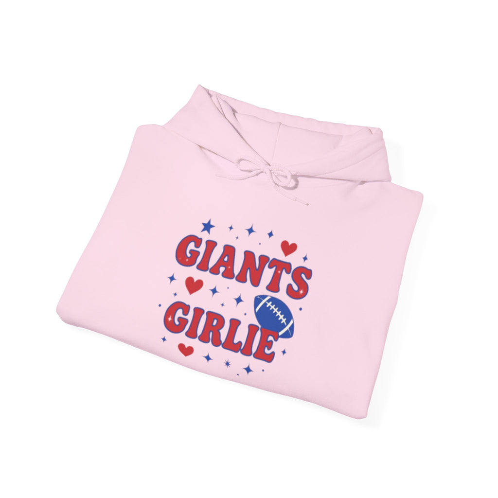 NY Football Red and Blue Girlie Hoodie - Cute Football Fan Pullover for Women & Girls