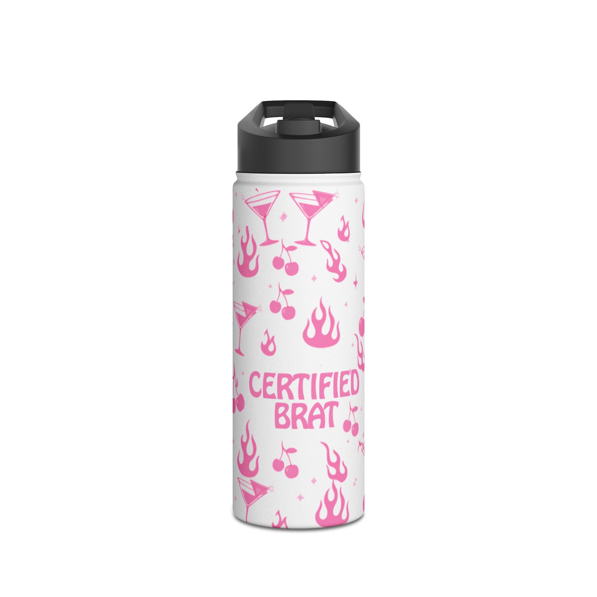 Certified Brat Pink Pattern Stainless Steel Water Bottle