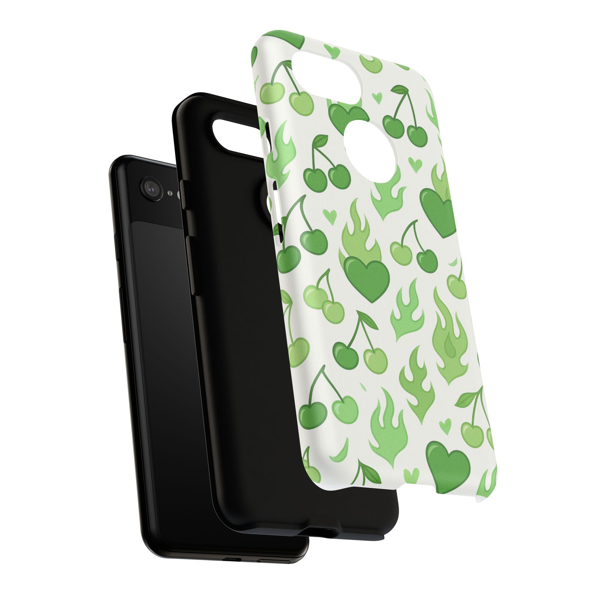 Green Flame Hearts Phone Case