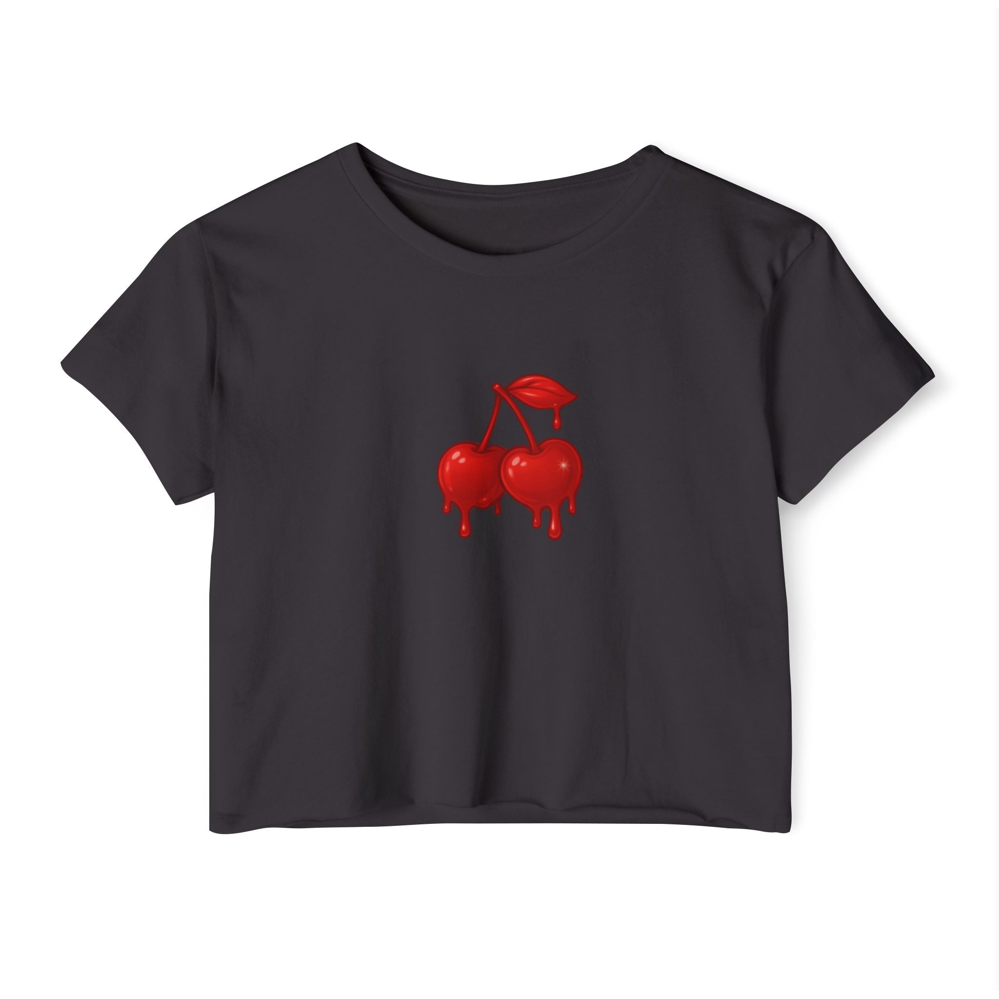 Red Drip Cherries Crop Top