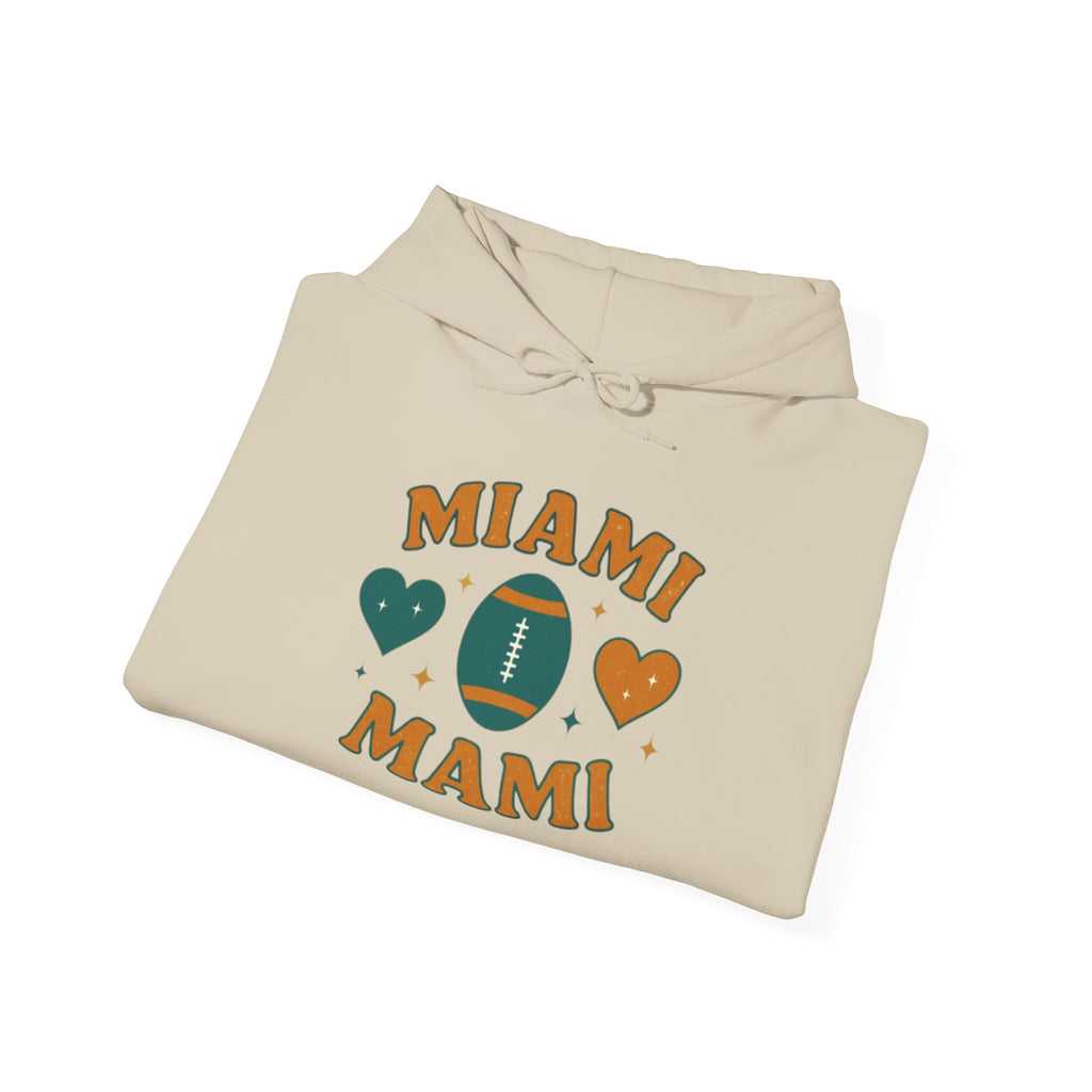 Miami Mami Football Hoodie — Retro Heart Game Day Sweatshirt