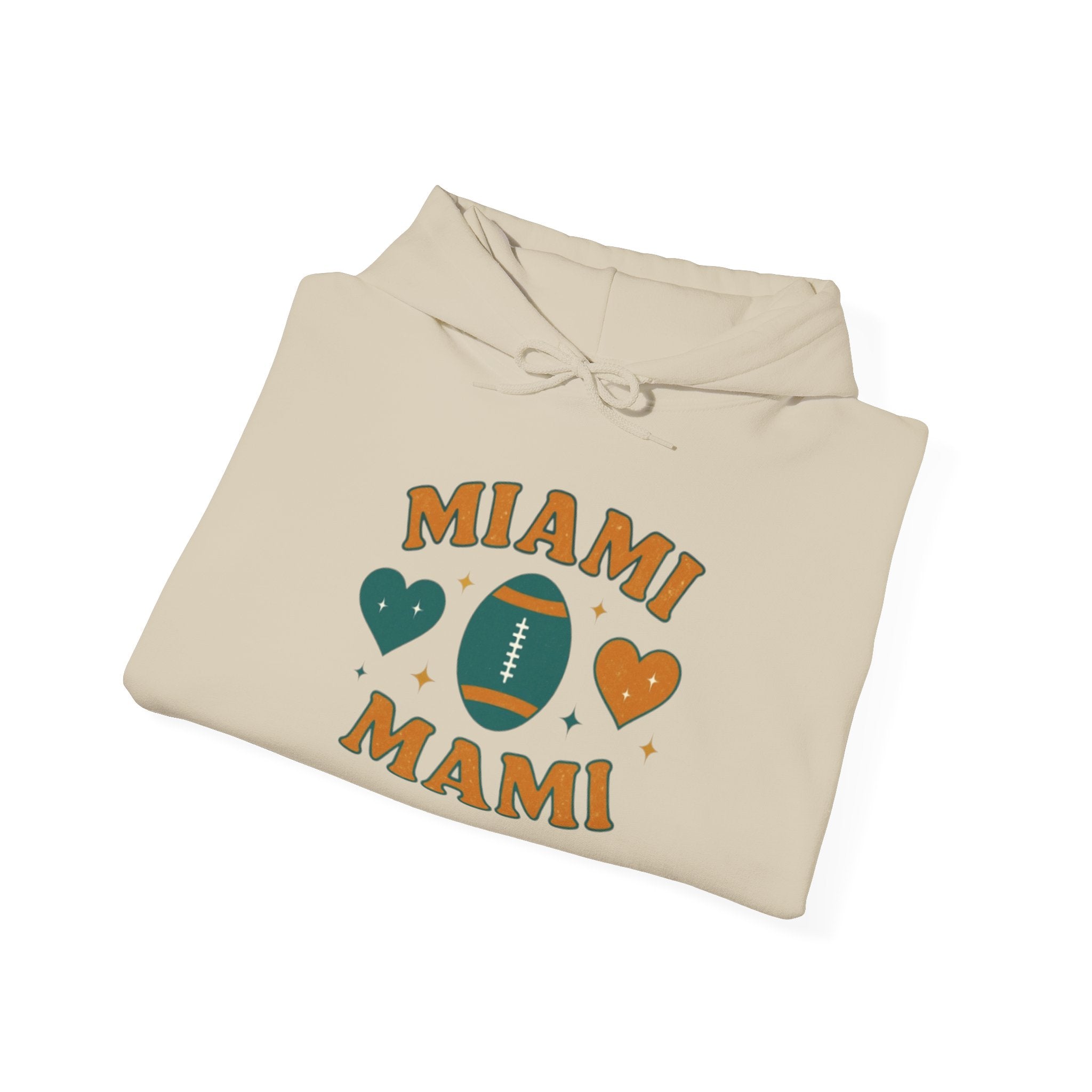 Miami Mami Football Hoodie — Retro Heart Game Day Sweatshirt