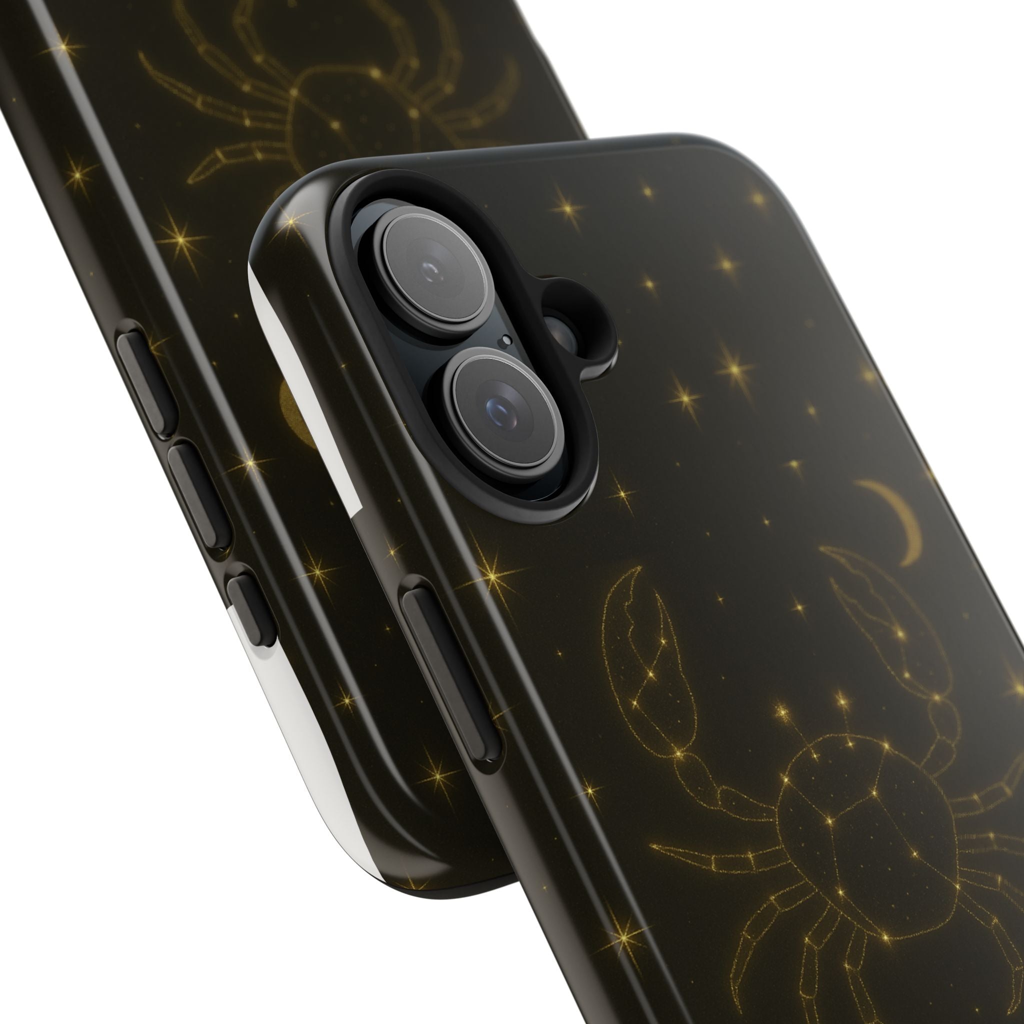 Cancer Zodiac Tough Phone Case — Gold Constellation Crab with Crescent Moon