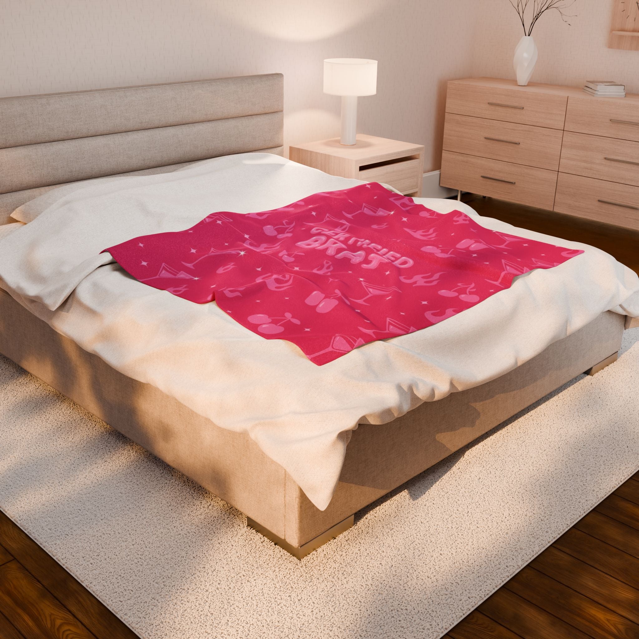 Certified Brat Pink Velveteen Plush Blanket