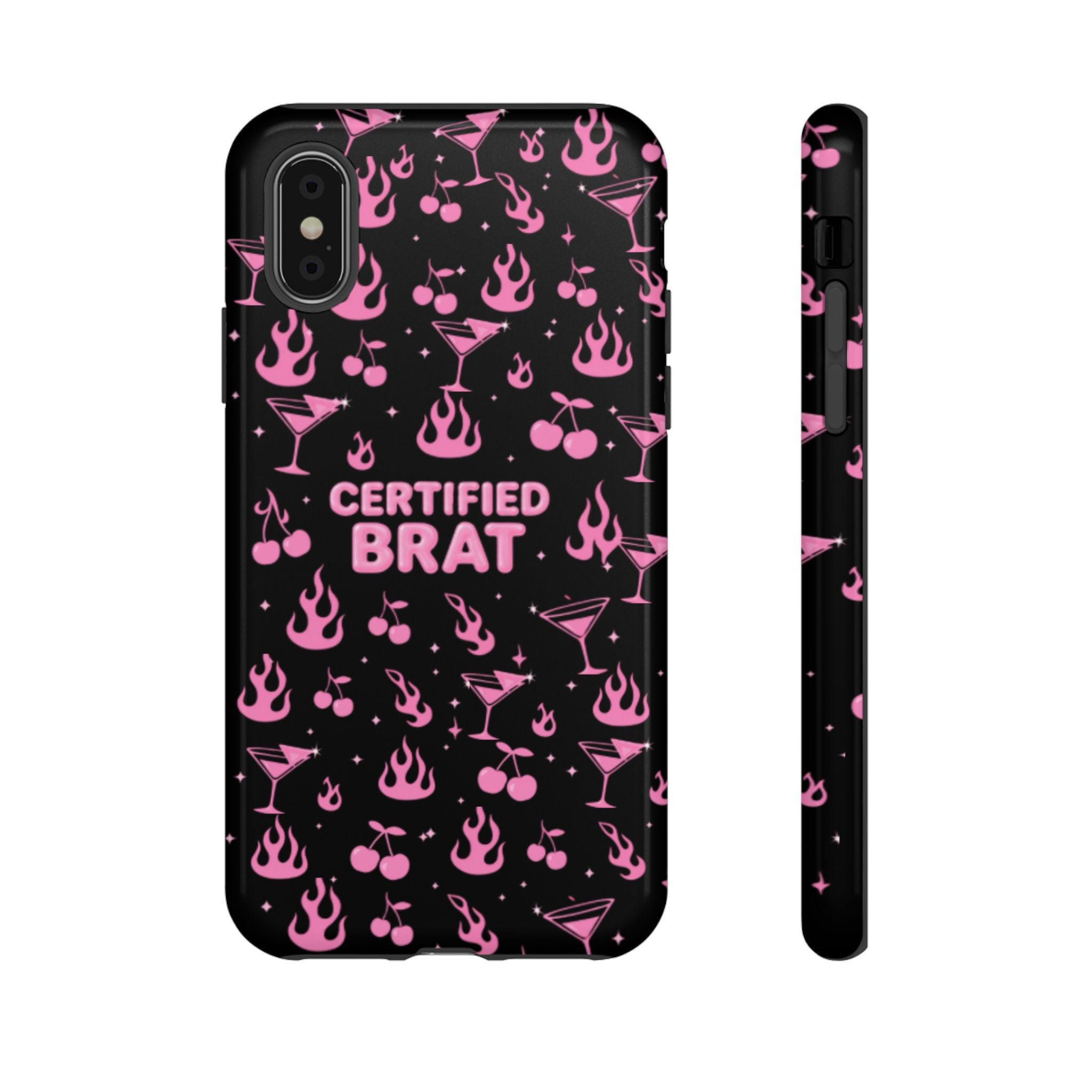 Black Certified Brat Pink Pattern Phone Case
