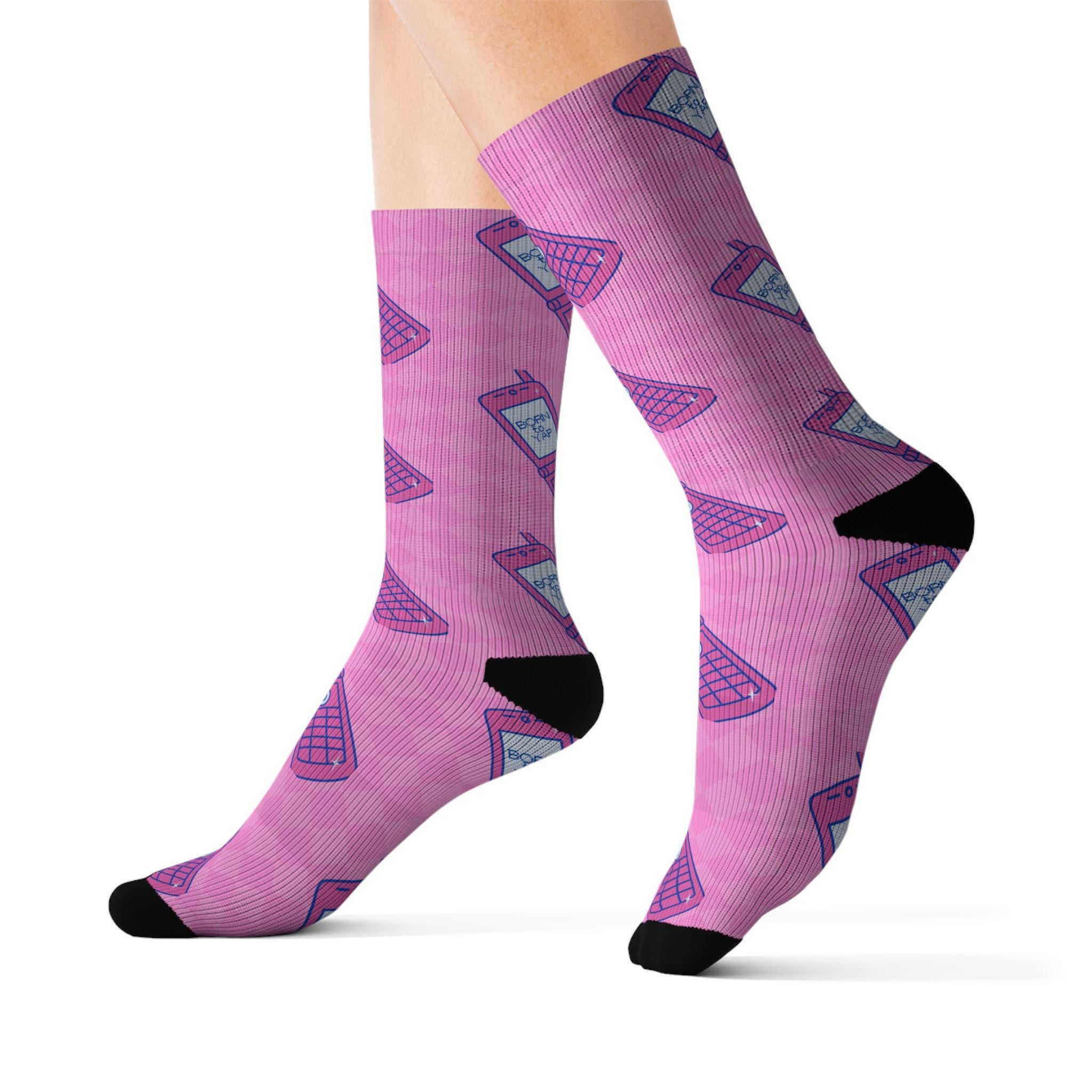 Pink Retro Born to Yap Socks