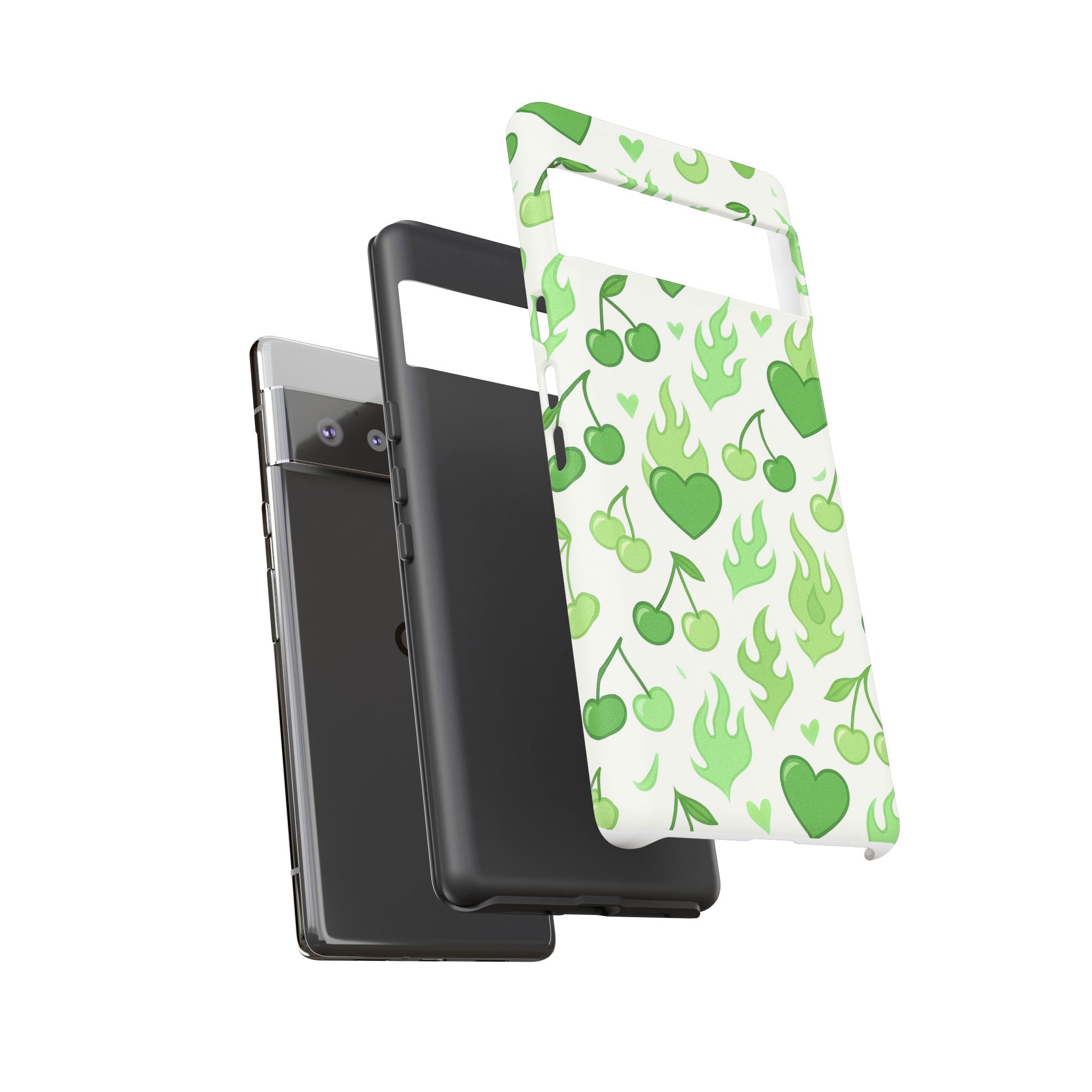 Green Flame Hearts Phone Case