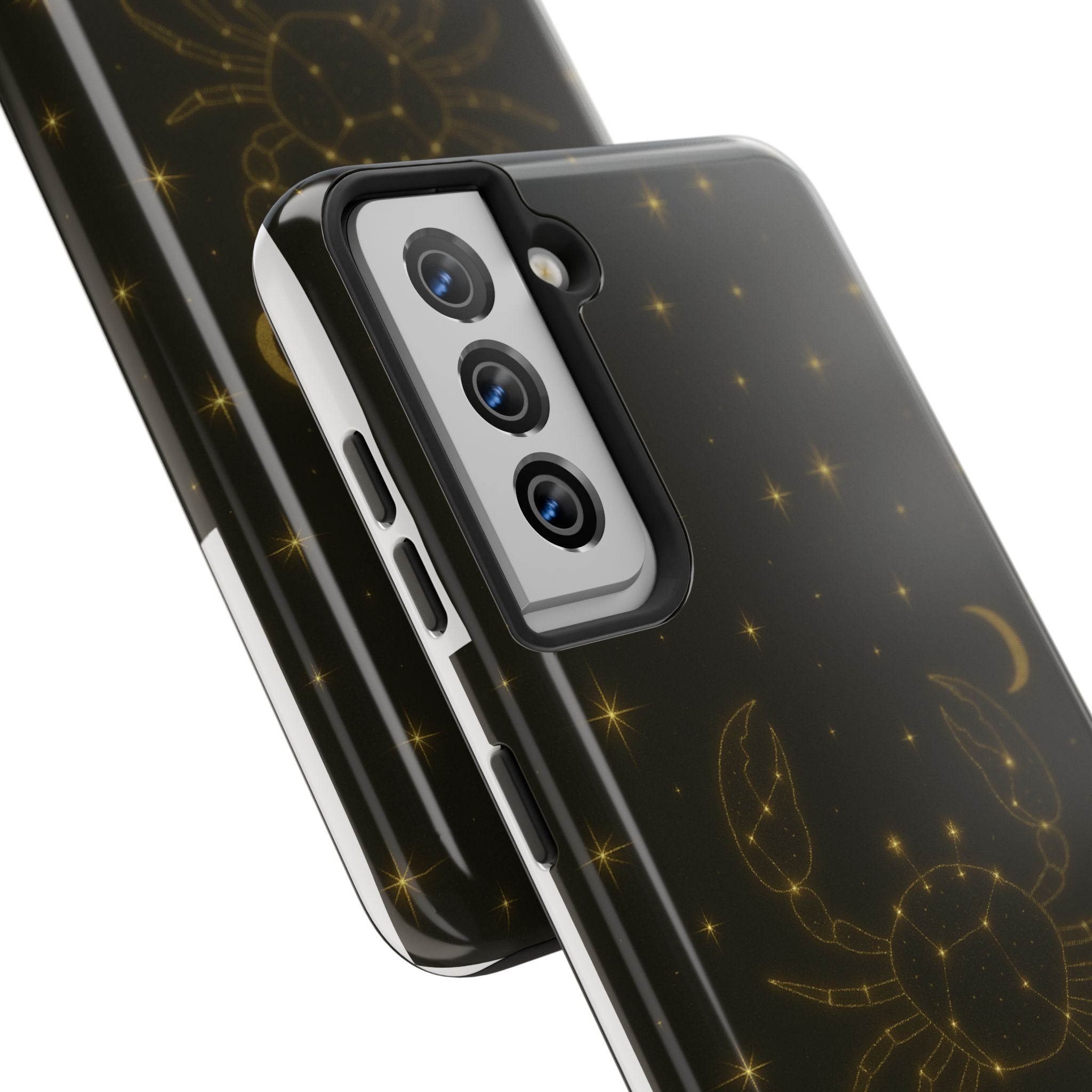 Cancer Zodiac Tough Phone Case — Gold Constellation Crab with Crescent Moon