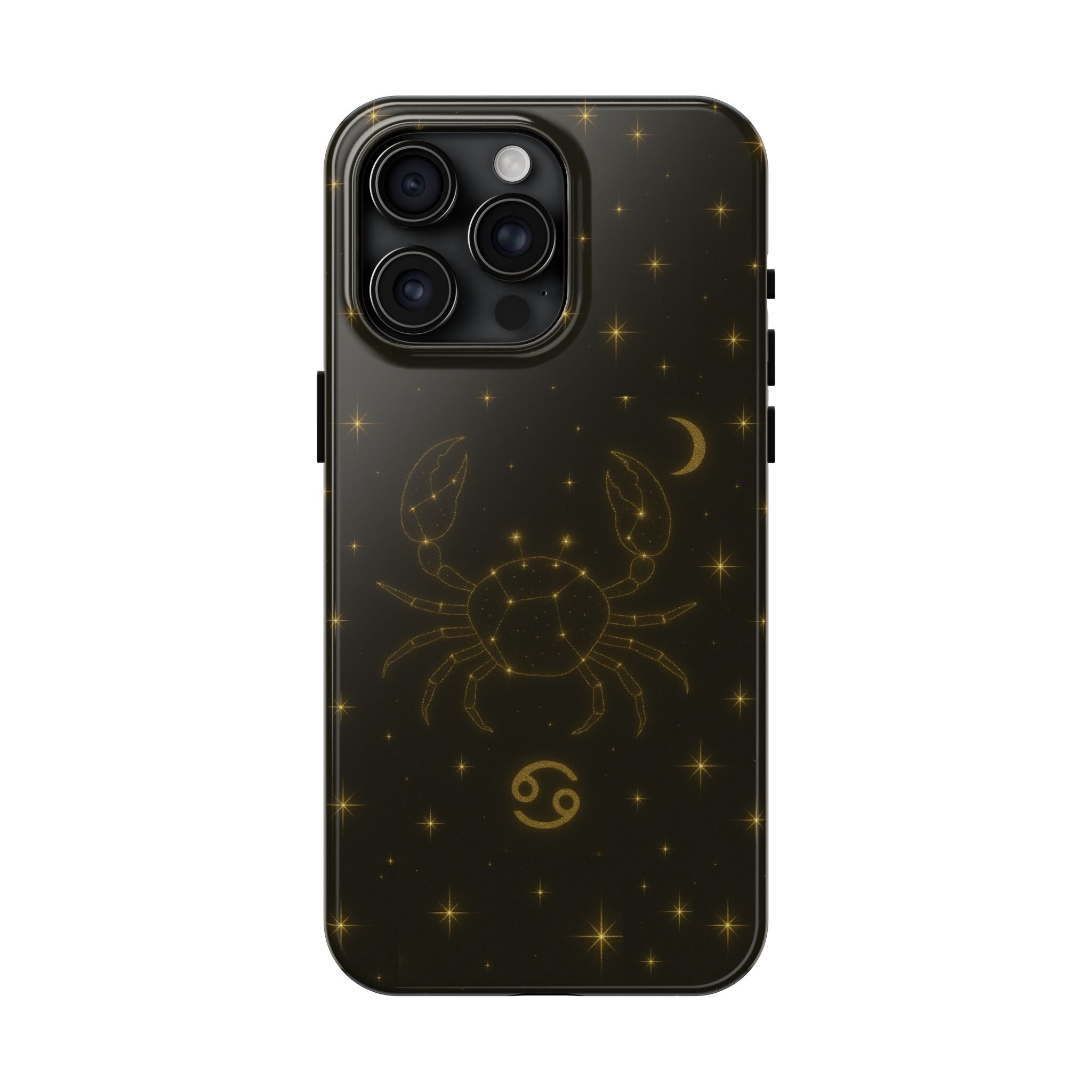 Cancer Zodiac Tough Phone Case — Gold Constellation Crab with Crescent Moon