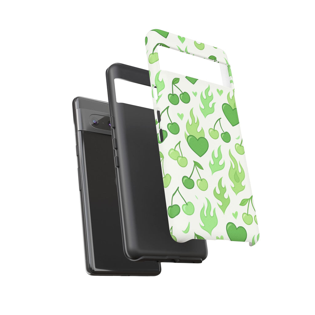 Green Flame Hearts Phone Case