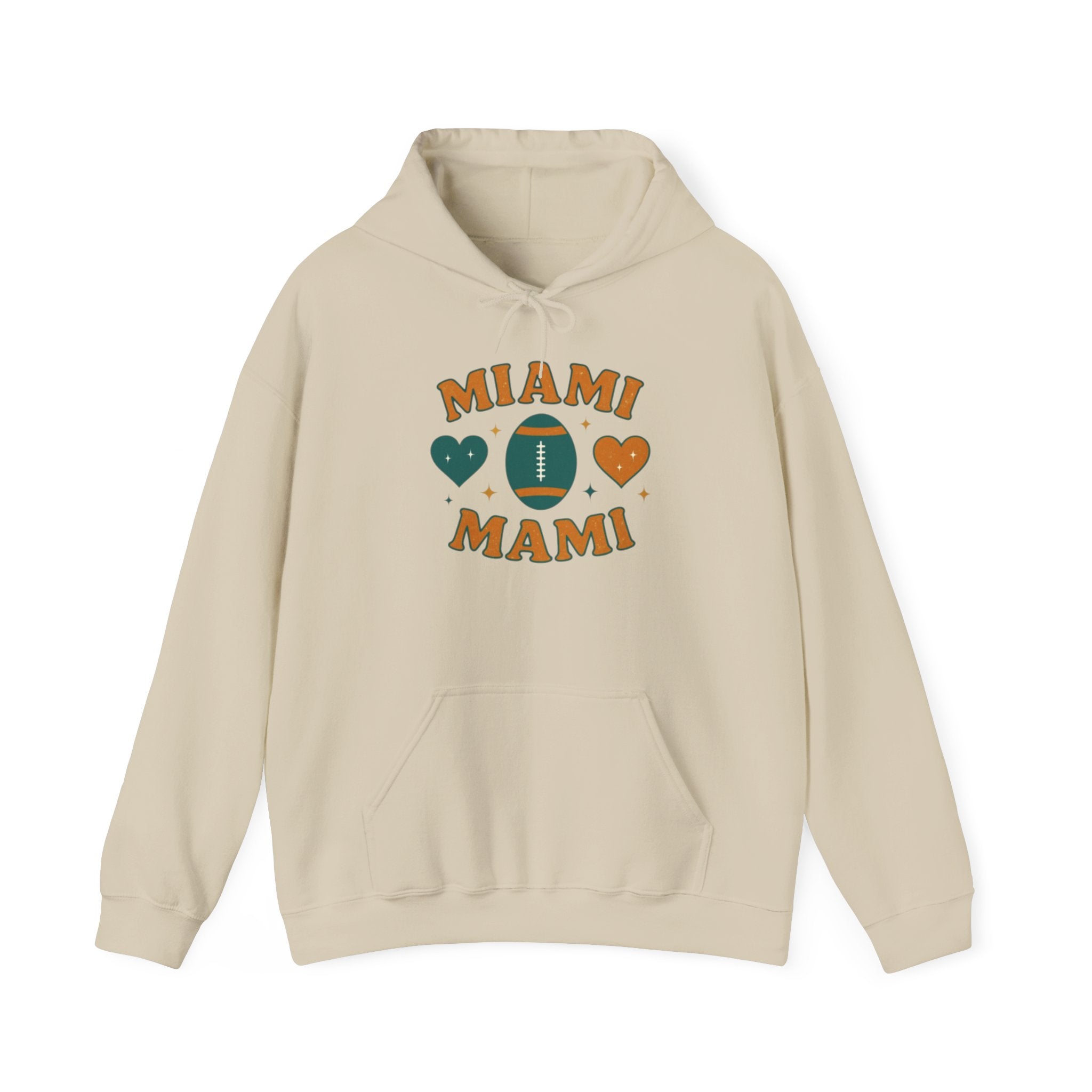Miami Mami Football Hoodie — Retro Heart Game Day Sweatshirt