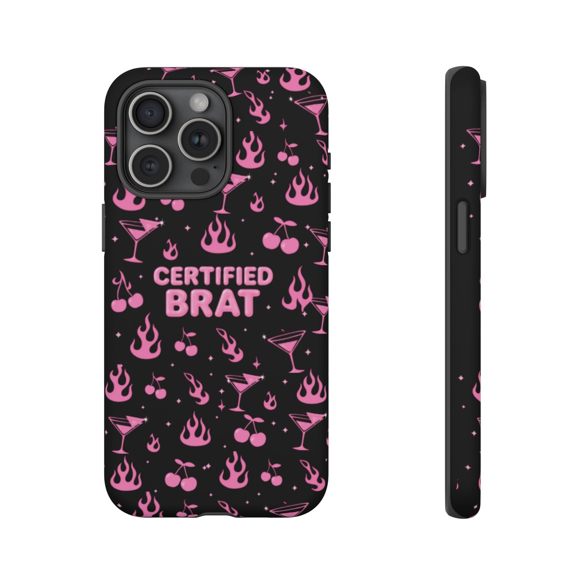 Black Certified Brat Pink Pattern Phone Case