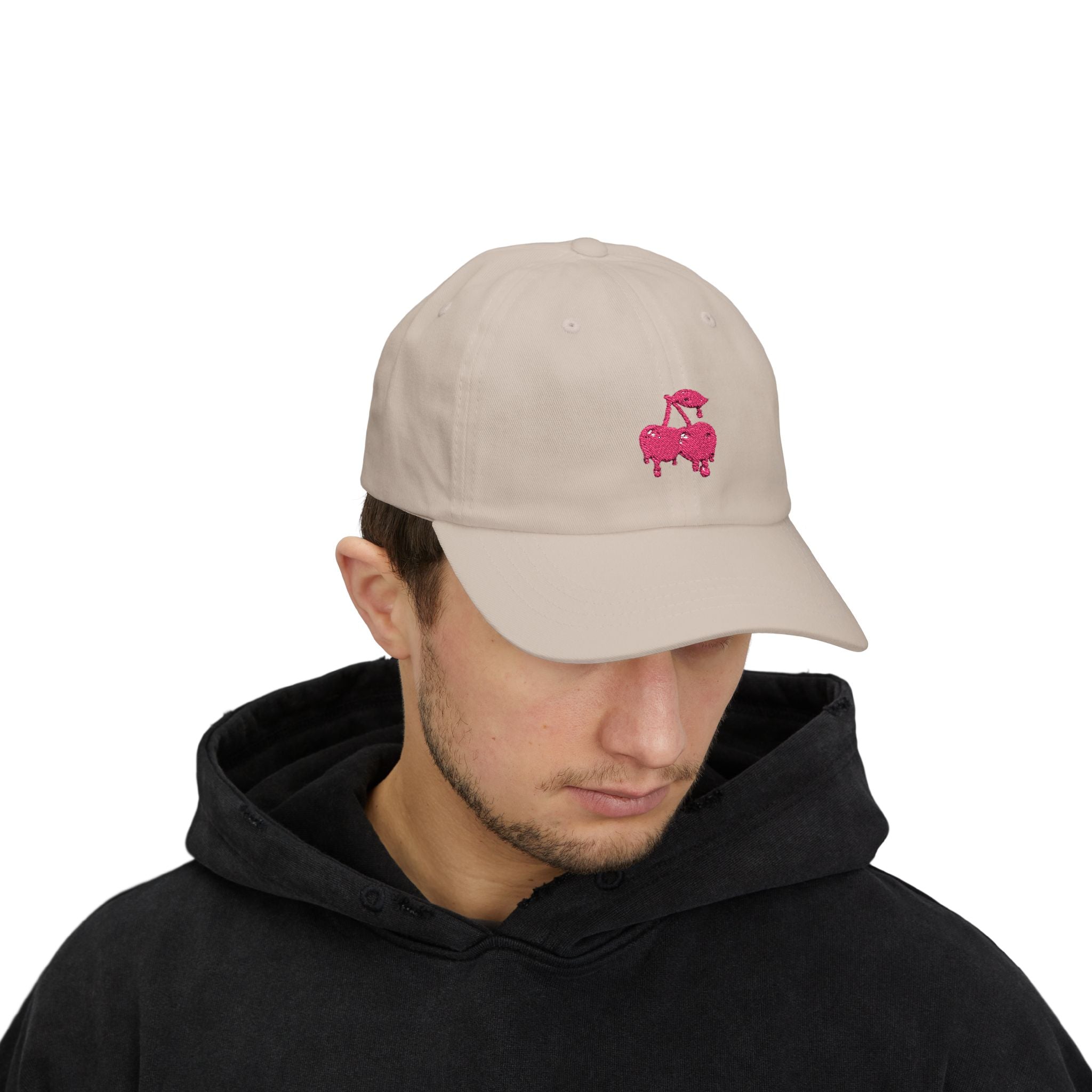 Drippy Pink Cherries Ball Cap Embroidered