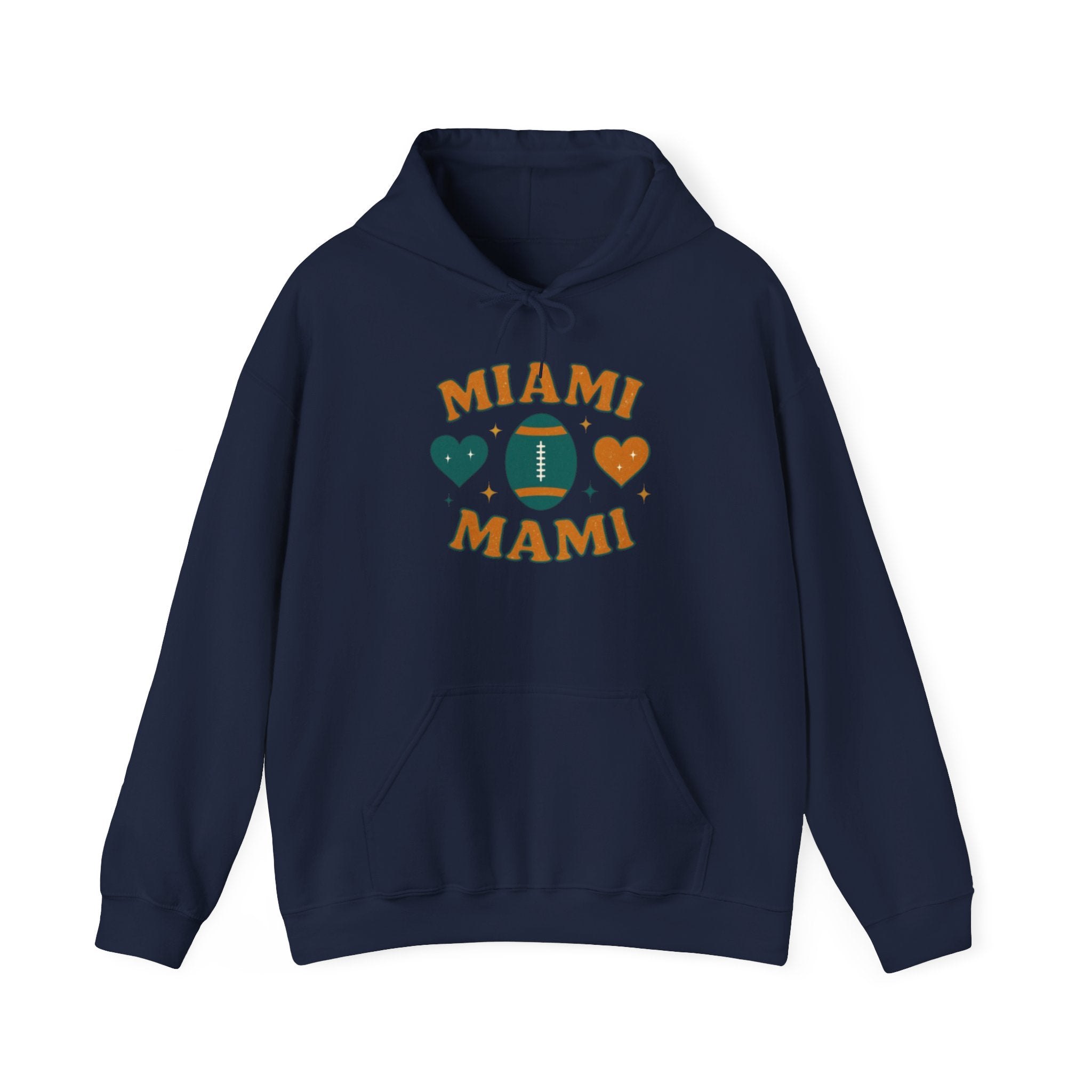 Miami Mami Football Hoodie — Retro Heart Game Day Sweatshirt