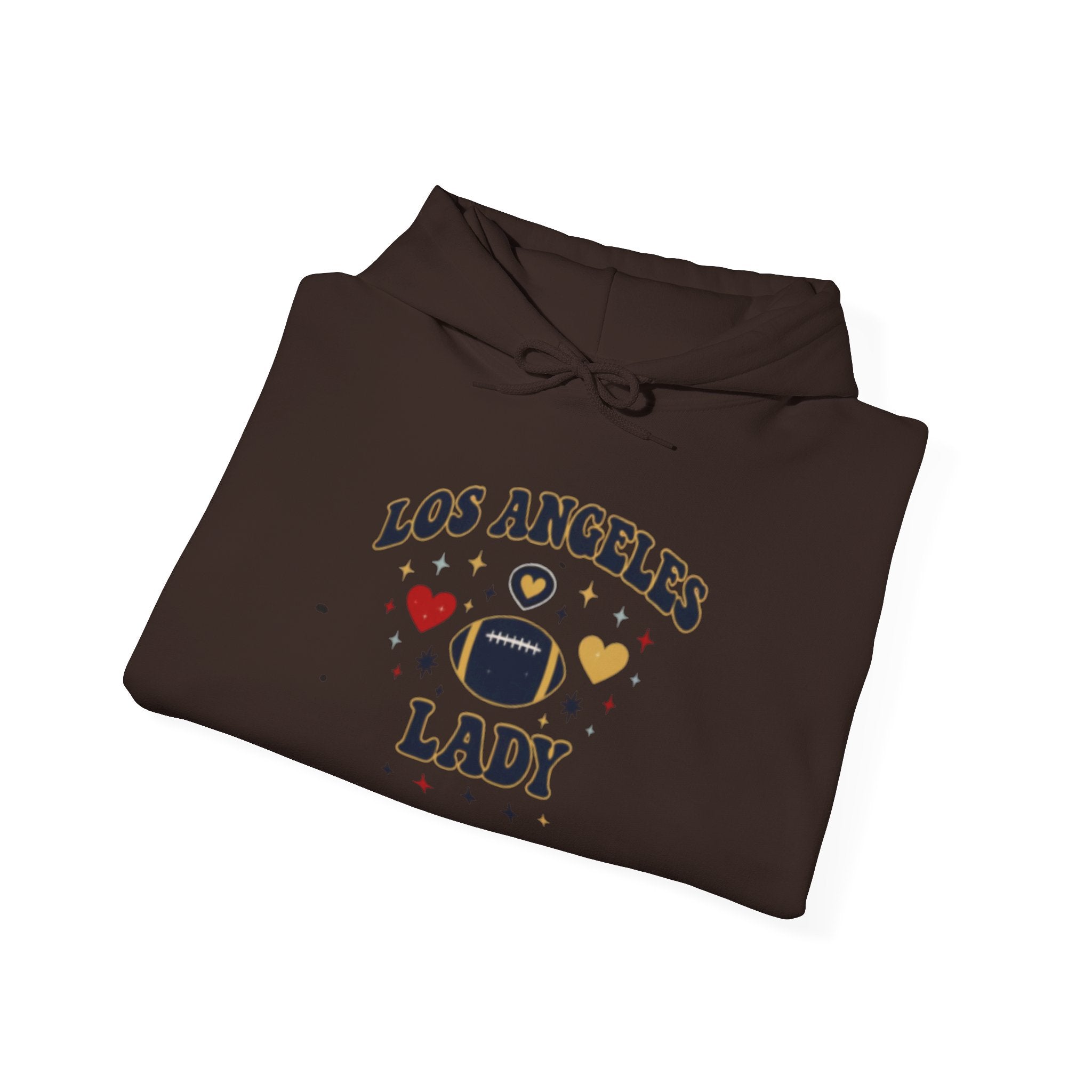 Los Angeles Lady Hoodie – Cute Heart & FootballGraphic Pullover