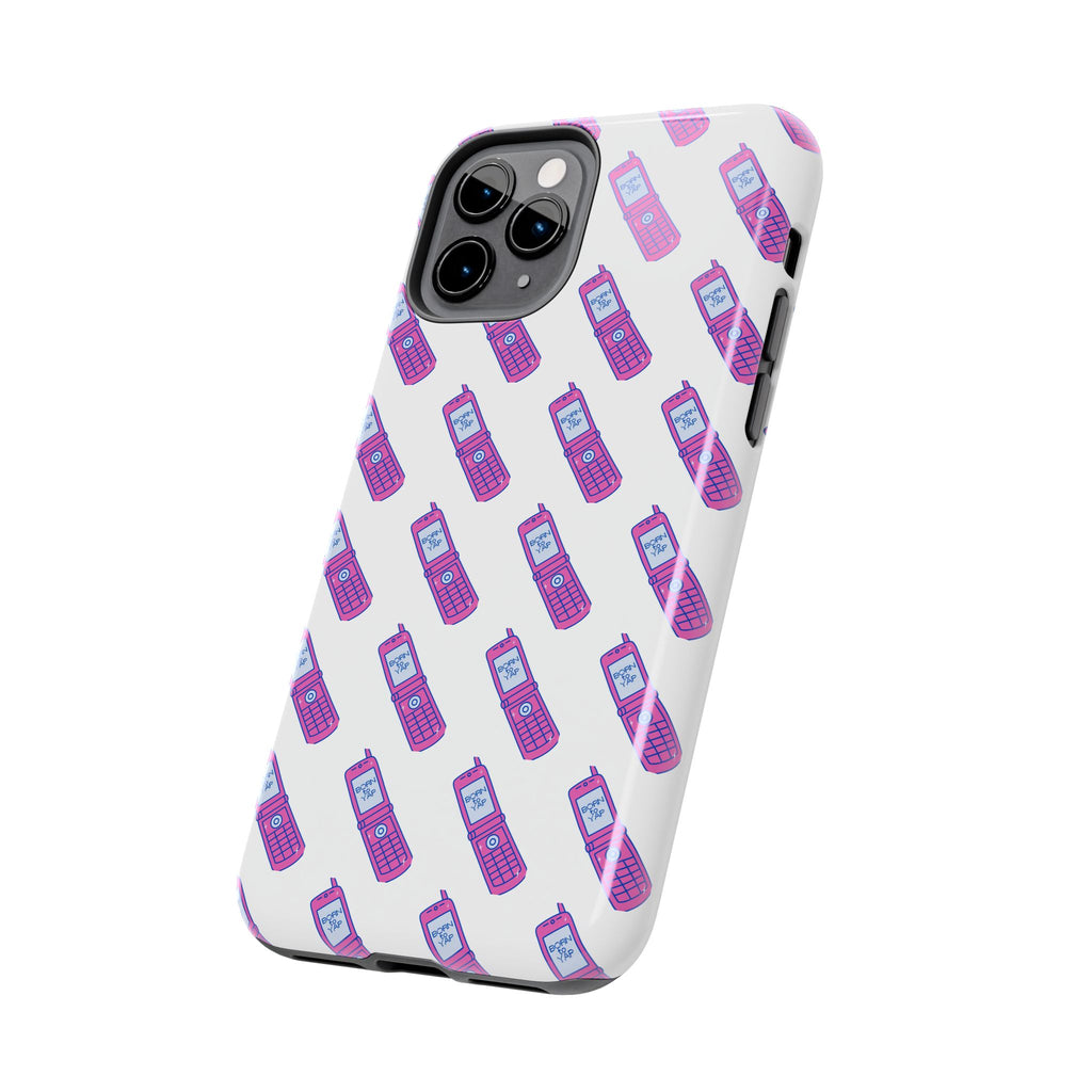 Retro Purple Born to Yap Flip Phone Phone Case | 90s Pattern, Cute Tech Design
