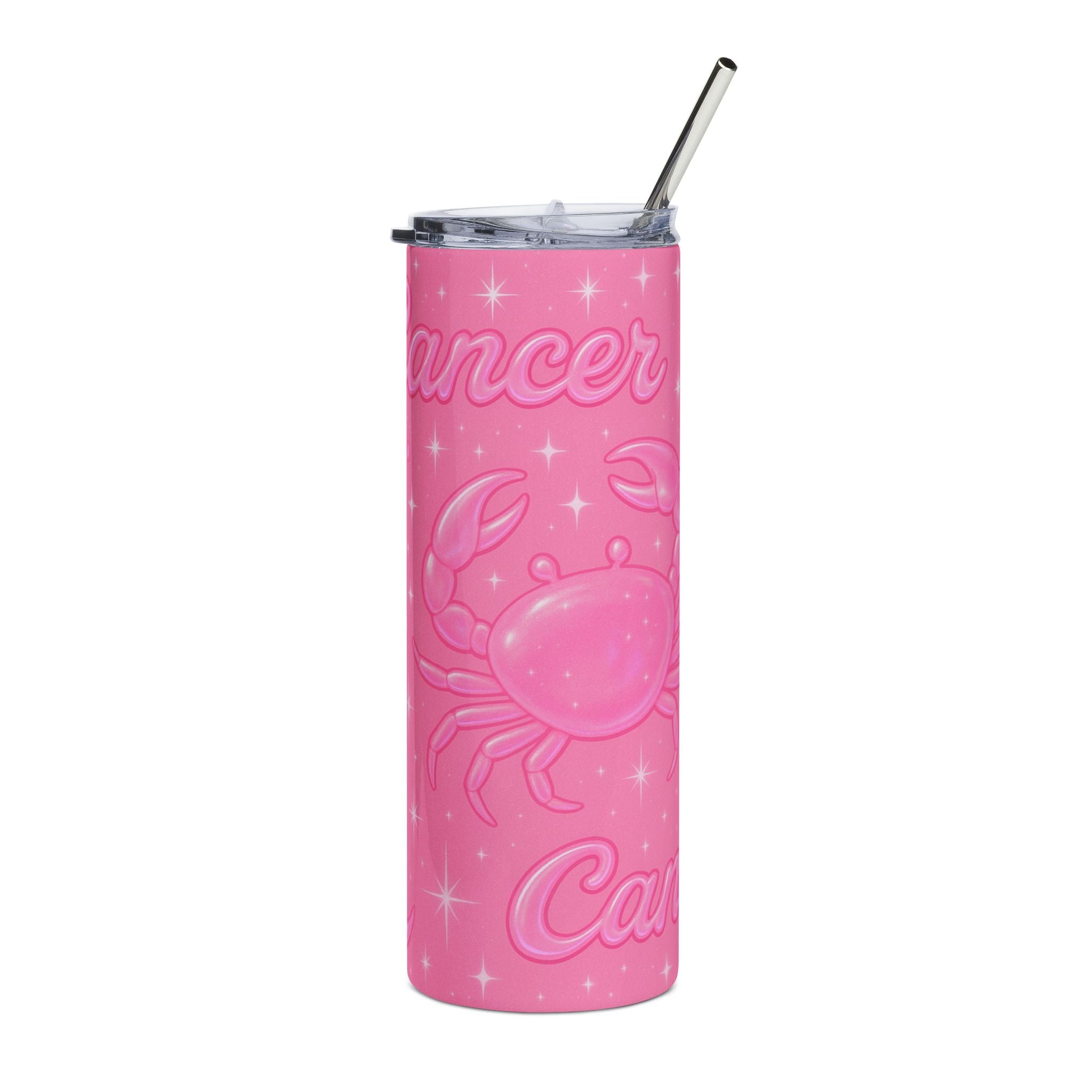 Cancer Zodiac 20oz Stainless Tumbler — Pink Crab Constellation Travel Cup