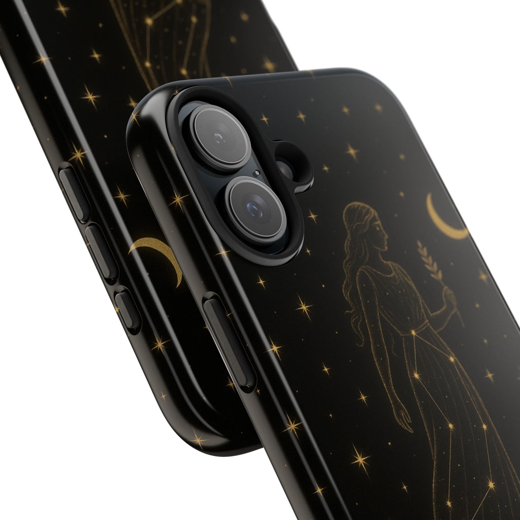 Virgo Tough Phone Case — Gold Constellation Zodiac Design