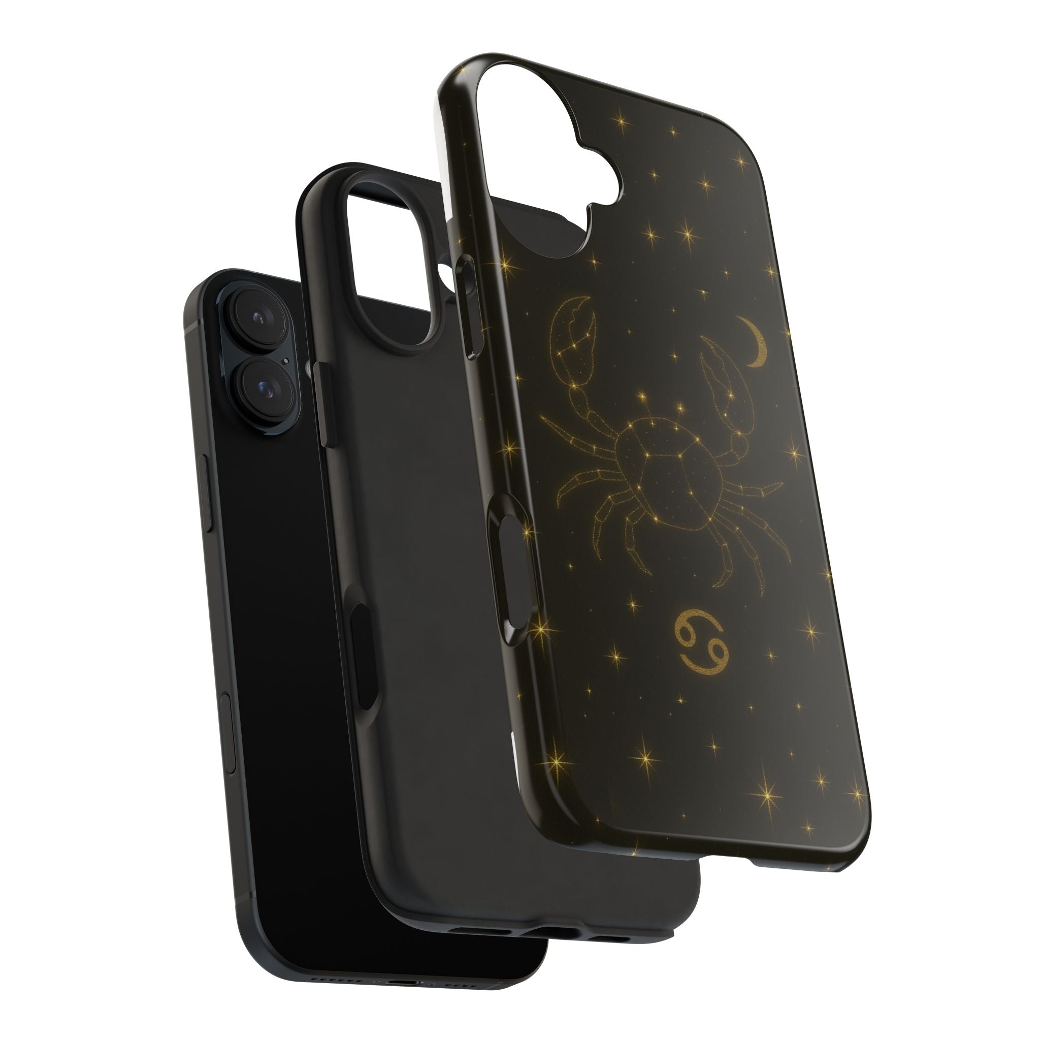 Cancer Zodiac Tough Phone Case — Gold Constellation Crab with Crescent Moon