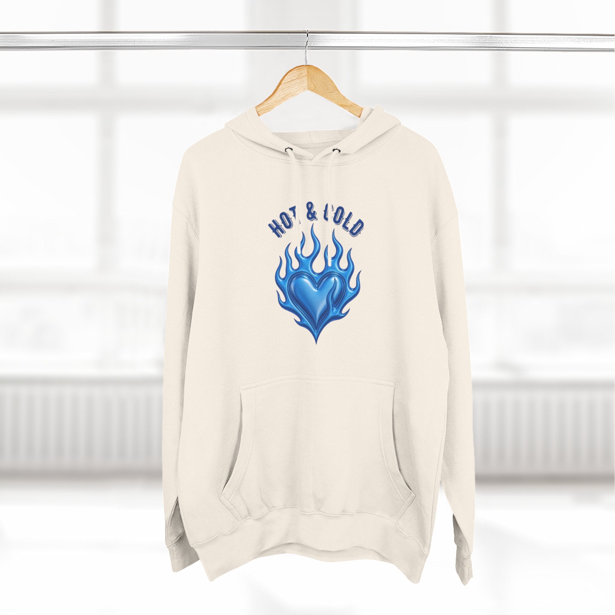 Hot & Cold Blue Flame Hoodie — Graphic Fleece Pullover