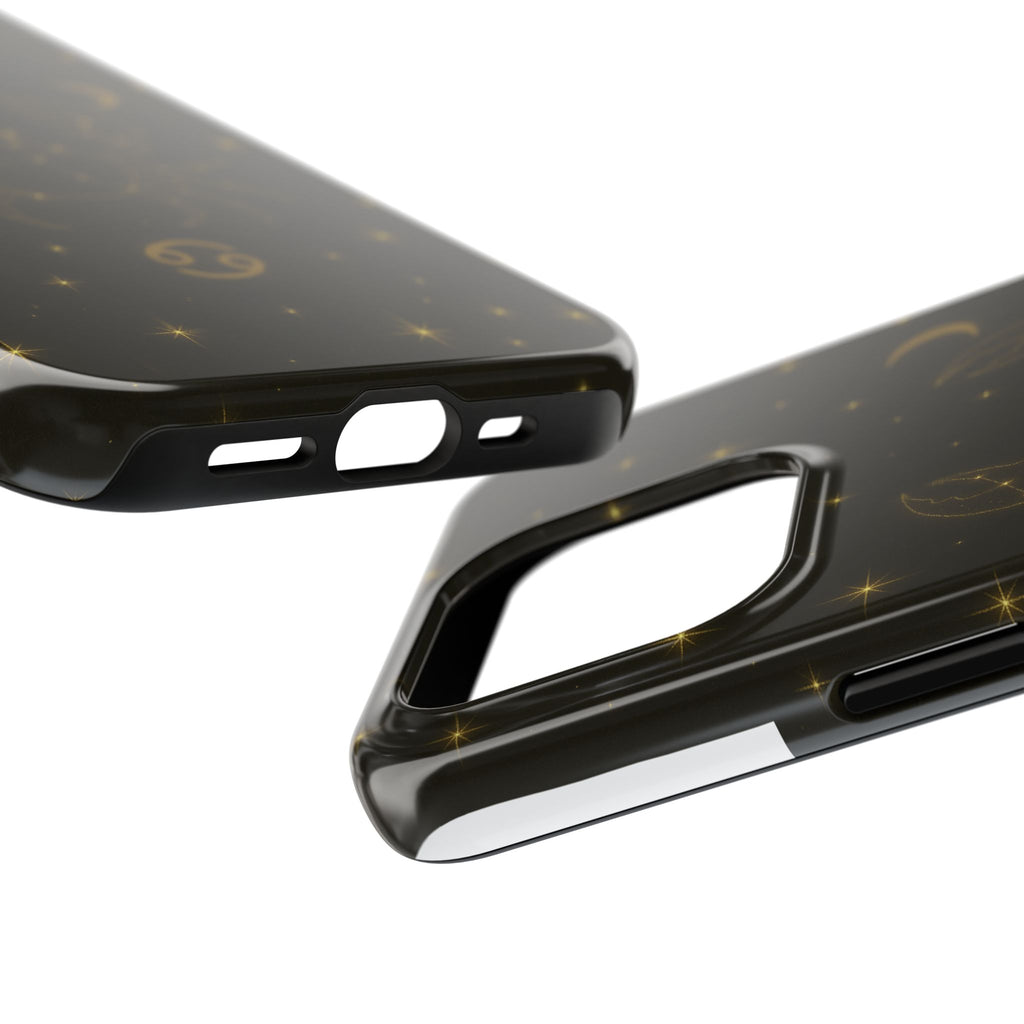 Cancer Zodiac Tough Phone Case — Gold Constellation Crab with Crescent Moon