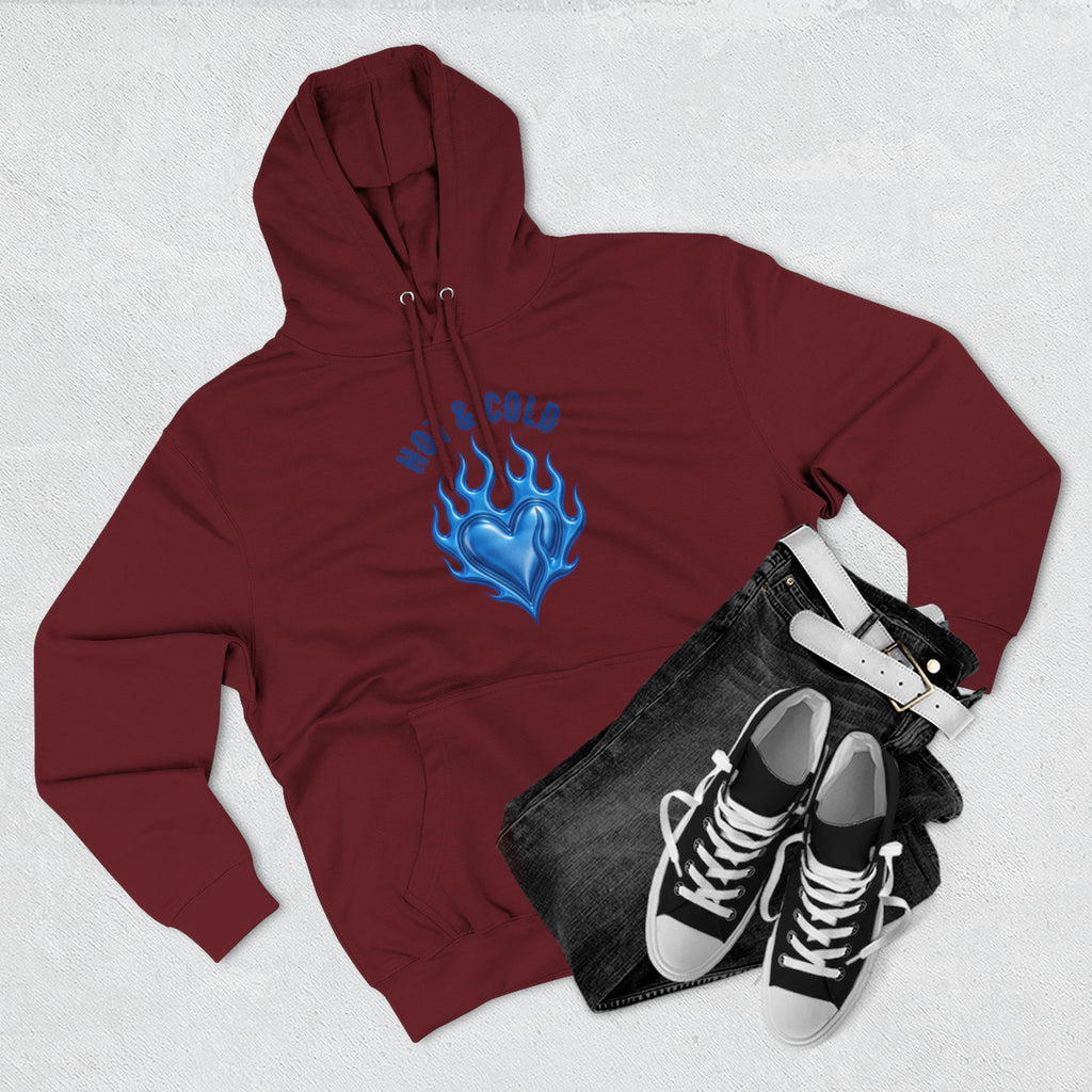 Hot & Cold Blue Flame Hoodie — Graphic Fleece Pullover